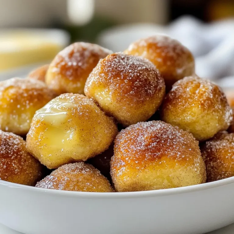 - 1 ½ cups warm water (110°F to 115°F) - 2 tablespoons granulated sugar - 2 teaspoons active dry yeast - 4 cups all-purpose flour - 1 teaspoon salt - ½ cup baking soda - 1 large egg, beaten (for egg wash) - ½ cup unsalted butter, melted - ½ cup granulated sugar (for coating) - 2 teaspoons ground cinnamon To make delicious cinnamon sugar pretzel bites, you need a few key ingredients. First, you need warm water. This helps activate the yeast. You also need granulated sugar. This adds sweetness to the dough and helps the yeast grow. Next, you will use active dry yeast. This is the magic that makes the dough rise. All-purpose flour is essential for the dough's structure. Make sure to use salt as it enhances flavor. Baking soda is important too. It gives pretzels that classic flavor and color. You will need a large egg for the egg wash. This gives the pretzel bites a shiny finish. Unsalted butter adds richness to the bites and makes them even tastier. Lastly, mix together cinnamon and sugar for coating. This is what makes these pretzel bites sweet and irresistible. With these ingredients, you are ready to create a fun and tasty snack! {{ingredient_image_1}} 1. First, grab a large bowl. Mix warm water, sugar, and yeast together. Let this sit for about 5 minutes. You want it to get frothy. This shows the yeast is active. 2. Next, add flour and salt to the yeast mix. Stir until a dough forms. 3. Now, knead the dough on a floured surface. Do this for about 5 to 7 minutes. You want a smooth and elastic dough. 1. Place the dough in a greased bowl. This keeps it from sticking. 2. Cover the bowl with a clean kitchen towel. Let it rise in a warm place. This should take about 1 hour. You’ll know it’s ready when it has doubled in size. 1. While the dough is rising, prep for boiling. In a large pot, bring 10 cups of water to a boil. Carefully add the baking soda. It will bubble up, so be cautious. 2. Once the dough has risen, punch it down. Divide it into 8 equal pieces. Roll each piece into a long rope, about 10 inches long. Cut them into 1-inch pieces for pretzel bites. 3. Drop the pretzel bites into the boiling soda water in batches. Let them boil for about 30 seconds. Use a slotted spoon to remove them and place them on parchment-lined baking sheets. 1. Preheat your oven to 425°F (220°C). Line two baking sheets with parchment paper. 2. Brush the pretzel bites with the beaten egg. This gives them a lovely golden color when baked. 3. In a small bowl, mix sugar and cinnamon. Sprinkle this mixture generously over the pretzel bites. 4. Bake in the oven for 12 to 15 minutes. They should turn golden brown. 5. Once done, take them out. Brush the tops with melted butter while they are still warm. Sprinkle with extra cinnamon sugar if you like. To know when the dough has risen, look for a puffed-up shape. It should double in size and feel light. If it stays flat, give it more time. For kneading, use a floured surface. Push the dough with your palms and fold it over. Repeat this for 5-7 minutes. The dough should feel smooth and elastic when ready. This will help make your pretzel bites soft and chewy. Using an egg wash gives the pretzel bites that shiny look. After boiling, brush the beaten egg on top. This step is key for that golden brown color. For texture, try baking on a stone instead of a pan. A stone keeps heat well. This can help your bites get crispy on the outside while staying soft inside. For dipping, cream cheese frosting pairs really well. You can also try caramel or chocolate sauce. These sauces add a fun twist to your snack. To present, serve the warm pretzel bites in a basket. Line it with a napkin for a nice touch. This makes your snack look inviting and tasty. Pro Tips Perfect Temperature: Ensure your water is at the right temperature (110°F to 115°F) to activate the yeast effectively. Kneading Technique: Knead the dough until it’s smooth and elastic; this helps develop the gluten for a better texture. Boiling Solution: When adding baking soda to boiling water, do it slowly to prevent overflow and ensure even cooking. Extra Cinnamon Sugar: Don’t be shy with the cinnamon sugar topping; add more after brushing with butter for an extra sweet finish. {{image_2}} You can get creative with your cinnamon sugar pretzel bites. Try adding seasonal spices like nutmeg or pumpkin spice for fall. For a holiday twist, mix in some ginger or cloves. You can also change the coating. Instead of just cinnamon sugar, try using cocoa powder or crushed nuts. A sprinkle of sea salt can also add a nice contrast to the sweetness. If you need a gluten-free option, use gluten-free all-purpose flour. Many brands offer blends that work great in dough. To make these bites healthier, reduce the sugar in the coating. You can even try using a sugar substitute. This way, you still enjoy the flavor without all the extra calories. Making mini pretzel bites is fun and cute! Just cut the dough into smaller pieces. When baking, do reduce the time to about 8-10 minutes. Keep an eye on them to avoid burning. For serving, mini bites are perfect for parties. You can arrange them on a platter with various dips. Regular-sized bites make a great snack for movie nights or family gatherings. To keep your pretzel bites fresh, use an airtight container. This keeps moisture out and helps them last longer. You can also wrap them in plastic wrap before placing them in the container. If you prefer, store them in a zip-top bag. You can leave pretzel bites at room temperature for up to two days. If you want to keep them longer, store them in the fridge. Just remember, cold air can dry them out, so wrap them well. To freeze your pretzel bites, let them cool completely first. Then, place them in a single layer on a baking sheet. Freeze them for about an hour. After they are frozen, transfer them to a zip-top bag. Remove as much air as possible before sealing. When you're ready to eat them, take out the desired amount. You can reheat them directly from the freezer. Preheat your oven to 350°F (175°C). Bake them for about 10-12 minutes. They will come out warm and tasty. Enjoy! Yes, you can use active dry yeast in place of instant yeast. The process is very similar. Just remember, you need to activate active dry yeast first. Mix it with warm water and sugar. Let it sit for about 5 minutes until it gets frothy. Then, mix it into your dough. This step is key for the best rise in your pretzel bites. You will know the pretzel bites are done when they turn golden brown. They should have a nice, shiny look from the egg wash. The total baking time is around 12 to 15 minutes. Keep an eye on them during the last few minutes to get that perfect color. Yes, you can make the dough ahead of time! After kneading, cover it and place it in the fridge. It can last for up to 24 hours. When you are ready to bake, let it sit at room temperature for about 30 minutes. This helps the dough rise better. Cinnamon sugar pretzel bites taste great on their own, but you can add dips for fun! Consider serving with cream cheese frosting or chocolate sauce. Caramel sauce also pairs well for a sweet treat. You can even add some fresh fruit to your snack spread for color and flavor! You now have a complete guide to making tasty pretzel bites. From the right ingredients to step-by-step instructions, you can whip up a batch at home. Remember to knead well and let your dough rise for that perfect texture. Experiment with flavors and storage tips to enhance your pretzel experience. Enjoy these bites fresh or share them with friends and family. Get creative with dips and serve them at your next gathering. Now, it’s time to enjoy your delicious homemade pretzel bites!