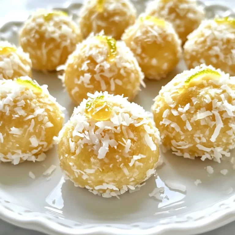 - 1 cup rolled oats - 1/2 cup shredded unsweetened coconut - 1/2 cup almond butter (or your choice of nut butter) - 1/3 cup honey or maple syrup - 1 tablespoon lime zest - 2 tablespoons lime juice - 1/4 teaspoon sea salt - 1/4 teaspoon vanilla extract - Optional add-ins: mini chocolate chips or dried fruits Gathering these ingredients is simple and fun. I love how each one adds to the taste. The rolled oats give a nice base, and the coconut brings a tropical twist. Almond butter is creamy and rich, while honey or maple syrup adds sweetness. Lime zest and juice give these bites a bright, zesty flavor. Sea salt balances the sweetness, and vanilla extract rounds out the taste. You can also add mini chocolate chips or dried fruits for extra fun. They make the bites even more delicious. Make sure to use unsweetened coconut. This way, you control the sweetness and keep it healthy. Each ingredient works together to create a tasty snack that feels like a treat. Enjoy the process of mixing these simple, fresh ingredients! {{ingredient_image_1}} - In a large bowl, combine 1 cup of rolled oats and 1/2 cup of shredded coconut. - Mix them together until they are evenly incorporated. This step is key for good texture. - In a different bowl, whisk 1/2 cup of almond butter, 1/3 cup of honey (or maple syrup), 1 tablespoon of lime zest, 2 tablespoons of lime juice, 1/4 teaspoon of sea salt, and 1/4 teaspoon of vanilla extract. - Whisk until the mixture is smooth. The lime zest and juice give a fresh flavor. - Pour the wet ingredients into the bowl with the dry ingredients. - Stir until everything is combined well. If you want, fold in 1/4 cup of mini chocolate chips or dried fruits for extra sweetness. - Refrigerate the mixture for about 30 minutes to firm it up. - Once chilled, scoop out tablespoon-sized portions and roll them into balls. - Place the energy bites on a parchment-lined plate. Refrigerate for another 15 minutes to set. - Store in an airtight container in the fridge for up to one week. To keep your coconut lime energy bites fresh, store them in an airtight container. Place them in the fridge right after they set. They will stay good for up to one week. If you want to save some for later, freeze them. They freeze well for about three months. Feel free to switch the almond butter for any nut butter you love. Peanut butter or cashew butter works great too. For a vegan option, use maple syrup instead of honey. You can also swap out sweeteners based on your taste. Try agave syrup or coconut sugar for a different flavor. When serving these bites, arrange them on a colorful plate. This makes them pop and look fancy. Sprinkle some extra shredded coconut around for fun. You can also add lime wedges on the side. This gives a fresh look and a zesty twist for your guests. Pro Tips Use Fresh Lime: For the best flavor, use freshly squeezed lime juice and freshly grated lime zest. This will enhance the brightness of the bites. Experiment with Nut Butters: Feel free to switch out almond butter for peanut butter, cashew butter, or sunflower seed butter to find your favorite combination. Chill for Better Texture: Chilling the mixture before rolling helps the bites hold their shape better and makes them easier to handle. Customize Your Add-ins: Add your favorite mix-ins like chia seeds, flaxseeds, or different types of dried fruits to change up the flavor and texture. {{image_2}} You can change the taste of these bites. Add spices like cinnamon or ginger. This gives them a warm and cozy flavor. You can also try using different citrus. Swap lime for orange or lemon for new tastes. Each choice brings a fresh twist. Get creative with add-ins for your energy bites. You can use other nuts or seeds, like walnuts or chia seeds. This gives extra crunch and healthy fats. You can also choose different dried fruits. Raisins, cranberries, or apricots work well. If you want a sweet touch, add chocolate chips. Dark chocolate or white chocolate can make these bites even yummier. Each coconut lime energy bite has about 100 calories. They are small but filling. Each bite provides a good mix of macronutrients. You get about 3 grams of protein, 6 grams of fat, and 11 grams of carbohydrates. This balance makes them a great snack choice. Coconut and lime offer many health benefits. Coconut is rich in healthy fats, which can boost energy and keep you full. It also has fiber, which aids digestion. Lime adds a zesty flavor and provides vitamin C. This vitamin helps your immune system and gives you energy. Together, these ingredients create a tasty boost for your day. Energy bites are perfect before a workout or as a quick snack. They help you stay focused and energized. Coconut lime energy bites stay fresh for one week when stored in the fridge. Use an airtight container to keep them moist and tasty. If you notice any changes in smell or texture, it's best to toss them. Yes, you can freeze coconut lime energy bites! Just place them in a freezer-safe bag or container. They will stay good for up to three months. To enjoy, simply thaw them in the fridge overnight or at room temperature for a few hours. Enjoy your energy bites chilled, right from the fridge. They make a great snack or quick breakfast. Serve them with lime wedges for a fresh kick. You can also pair them with a smoothie for a boost. Feel free to experiment! Add mini chocolate chips or dried fruits for sweetness. These bites are not only tasty but also easy to customize. In this post, we explored how to make delicious coconut lime energy bites. You learned about the key ingredients, step-by-step instructions, and useful tips. These bites are easy to customize and perfect for snacks or gatherings. They offer great energy and nutrition, too. Try them out—enjoying a tasty treat that fuels your day is a win! Remember, cooking should be fun and rewarding. Have fun experimenting with flavors and ingredients.