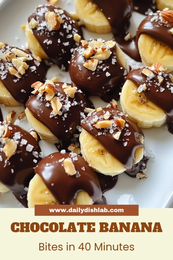Indulge in these Choco-Banana Bites—your new go-to for healthy banana desserts! This easy chocolate-dipped bananas recipe combines ripe bananas and rich dark chocolate for a deliciously simple treat. Perfect as frozen chocolate banana treats, your family will love this delightful snack. Try this dark chocolate banana recipe today and satisfy your cravings with a guilt-free bite! Don't forget to save and share! #ChocoBananaBites #HealthyDesserts #ChocolateDippedBananas #FrozenTreats