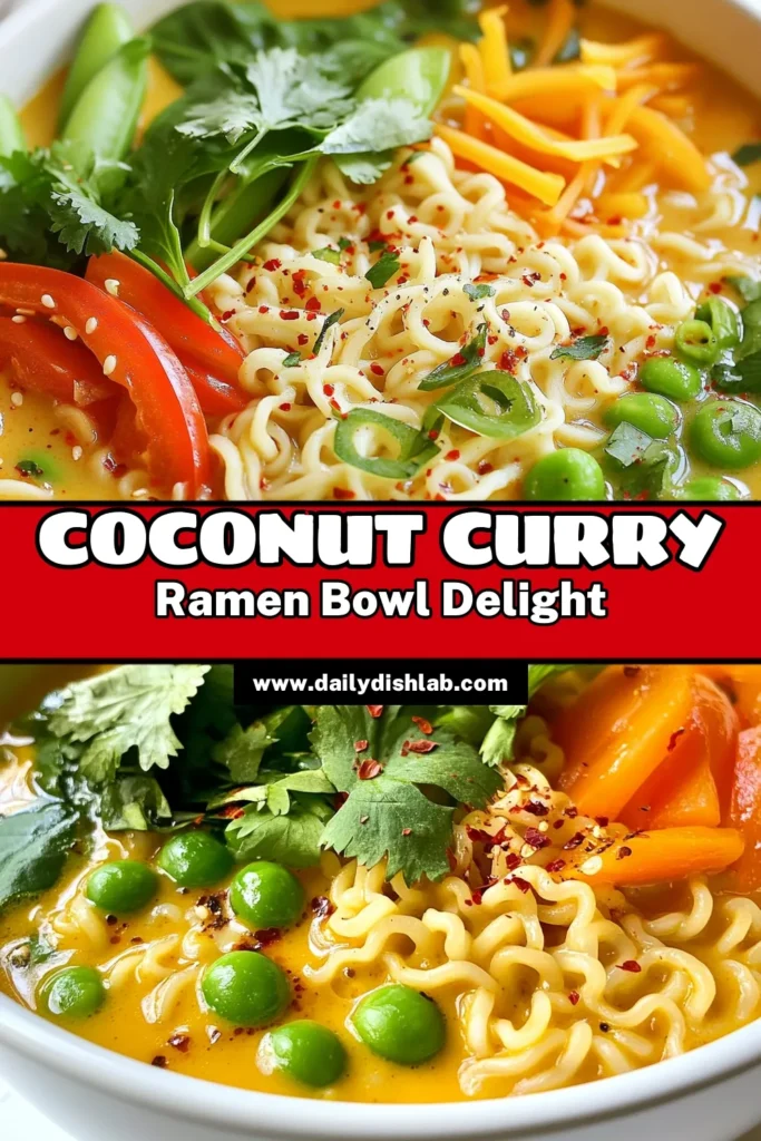 Dive into this delicious Coconut Curry Ramen, an easy curry ramen that's not only comforting but also healthy! This vegan ramen recipe features creamy coconut milk ramen, loaded with fresh veggies for a nutritious boost. Perfect for quick weeknight dinners, this dish can be made in just 30 minutes. Don't miss out on this culinary delight—save this recipe for your next meal! #CoconutCurryRamen #HealthyRamenBowl #VeganRamenRecipe #EasyCurryRamen