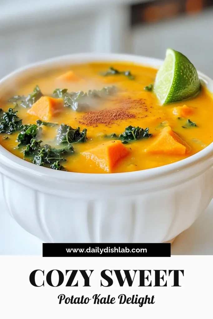 Warm up your day with this delicious Sweet Potato Kale Soup recipe! Perfectly creamy and packed with flavors, this wholesome dish combines sweet potatoes and nutrient-rich kale in a comforting broth. Ready in just 30 minutes, it's a great choice for an easy weeknight dinner. Click through to explore the full recipe and bring this tasty soup to your table tonight! #SweetPotatoKaleSoup #HealthyEating #SoupRecipes #VeganCooking