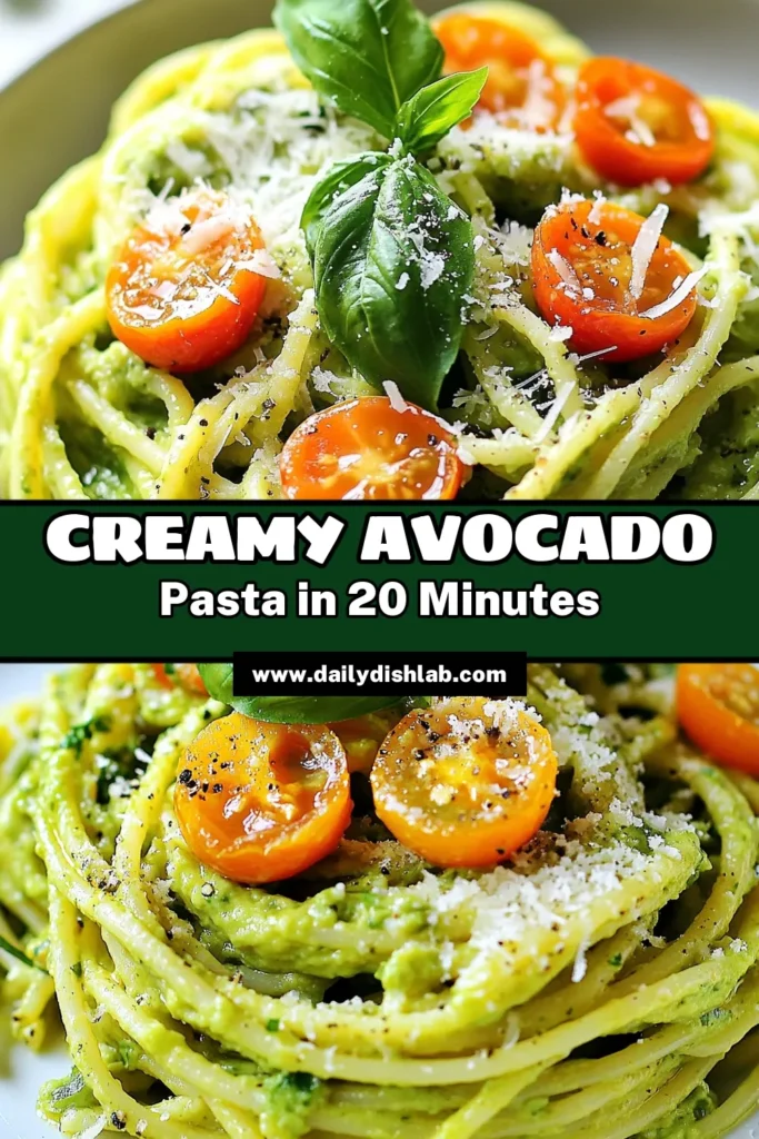 Discover the deliciousness of creamy avocado pasta with this easy avocado pasta recipe! This vegan avocado sauce comes together in just minutes, making it a top choice for quick pasta dishes. With fresh ingredients like garlic and lemon, it delivers a burst of flavor you'll love. Perfect for a weeknight meal or a refreshing pasta salad! Try it today and elevate your dinner game. Save this recipe for a delightful spin on classic pasta! #CreamyAvocadoPasta #QuickPastaDishes #VeganAvocadoSauce #LemonGarlicPasta