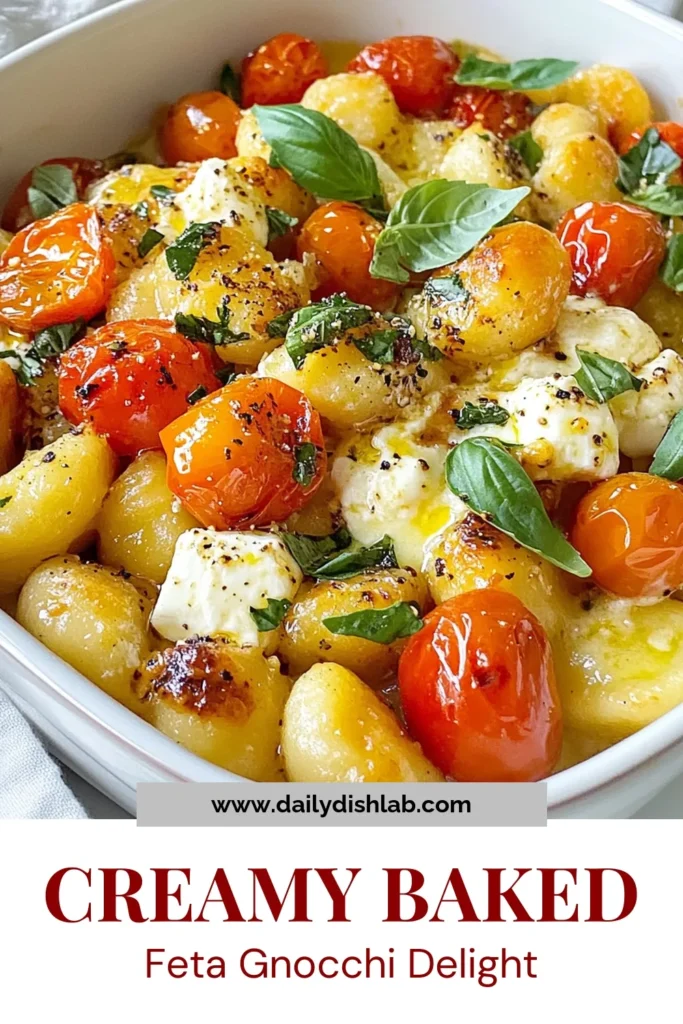 Discover the delightful flavors of baked feta tomato gnocchi with this easy feta pasta recipe! This creamy feta tomato bake combines soft potato gnocchi with juicy cherry tomatoes and garlicky feta for a Mediterranean baked gnocchi that’s perfect for any occasion. Ready in just 35 minutes, it’s a crowd-pleaser! Save this recipe for an effortless weeknight dinner! #BakedFetaTomatoGnocchi #EasyFetaPasta #CreamyFetaTomatoBake #MediterraneanGnocchi