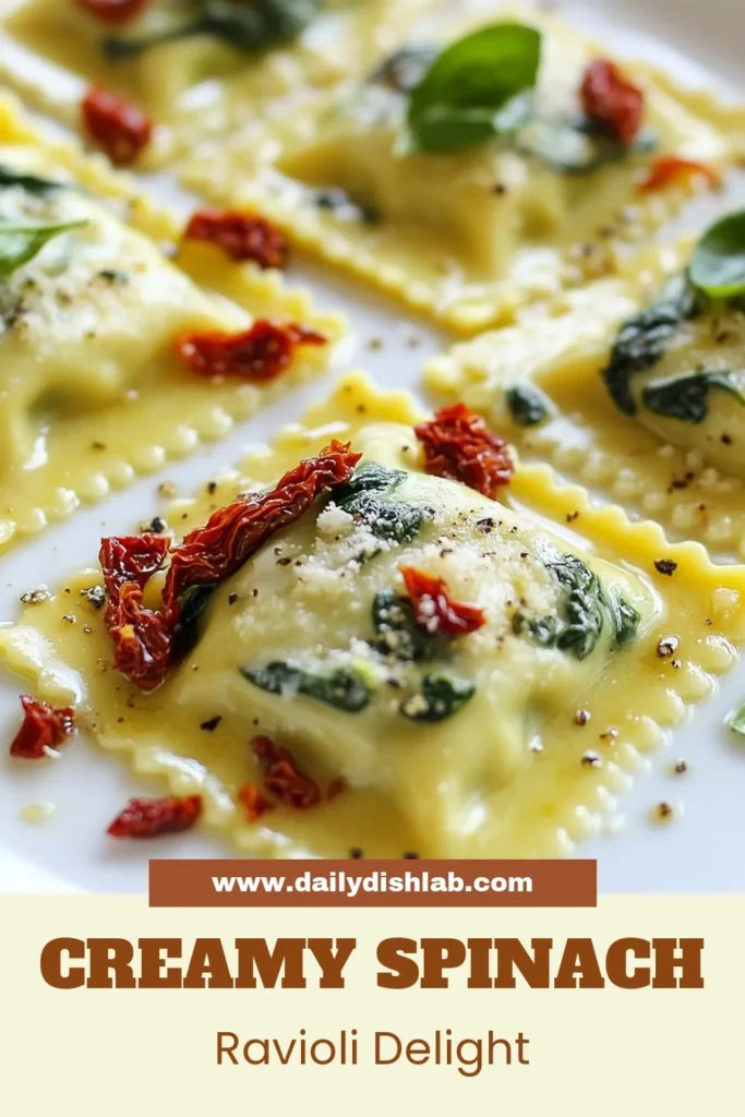 Indulge in the delightful flavors of creamy spinach ravioli with this easy Ricotta ravioli recipe. Homemade ravioli with spinach features a delicious spinach and ricotta filling, perfectly complemented by a rich cream sauce for ravioli. Bring restaurant-quality pasta to your kitchen with this simple recipe. Ready to impress? Save this creamy spinach ricotta ravioli recipe for your next meal! #RavioliRecipe #HomemadePasta #SpinachDishes #PastaLovers