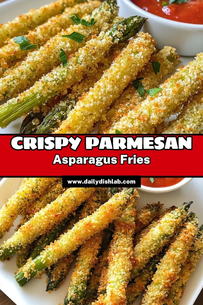 Craving a healthy side dish? Try these delicious Parmesan asparagus fries! This crispy asparagus recipe uses Panko for an irresistible crunch. Perfect as baked asparagus snacks, these flavorful fries are easy to make and will impress everyone at your table! Quick to prep, they pair well with your favorite dipping sauce. Save this recipe and enjoy a guilt-free treat tonight! #ParmesanAsparagusFries #CrispyAsparagusRecipe #BakedAsparagusSnacks #PankoCrustedVegetables