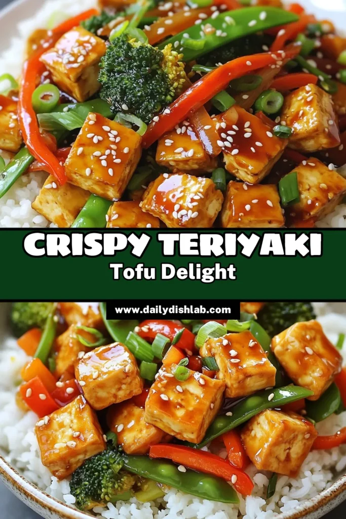 Discover the delightful Teriyaki Tofu Stir Fry, an easy vegan stir fry recipe packed with flavor and nutrition! This healthy tofu recipe makes a perfect vegetarian teriyaki dinner for busy weeknights. With quick stir fry vegetables like bell peppers, broccoli, and snap peas, you'll have a vibrant meal ready in just 30 minutes. Save this recipe for a delicious and wholesome dinner option! #TeriyakiTofu #HealthyEating #VeganRecipes #QuickDinnerIdeas