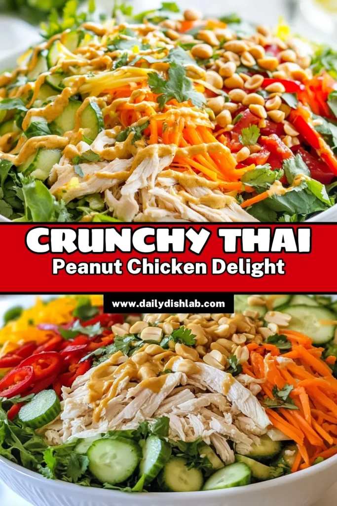 Discover the deliciousness of Thai peanut chicken salad, a perfect blend of flavors and textures! This healthy chicken salad recipe features a creamy peanut butter dressing that is both easy to make and satisfying. Packed with fresh ingredients, it's the ideal choice for anyone craving Asian-inspired salads. Try this easy salad recipe today and elevate your meal prep! Save for later! #ThaiPeanutChickenSalad #HealthySaladRecipes #EasySaladRecipes #AsianInspiredSalads