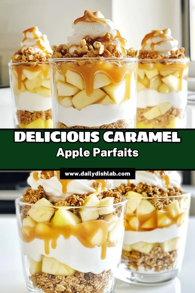 Indulge in a deliciously simple recipe for Caramel Apple Yogurt Parfaits that will satisfy your sweet cravings and impress your guests! Layer tangy Greek yogurt, spiced apples, crunchy granola, and rich caramel sauce for a delightful treat. Perfect for breakfast or dessert, this easy recipe takes only 25 minutes. Click through to discover how to make these mouthwatering parfaits today! #CaramelAppleYogurtParfaits #HealthyDessert #EasyRecipes #FallTreats