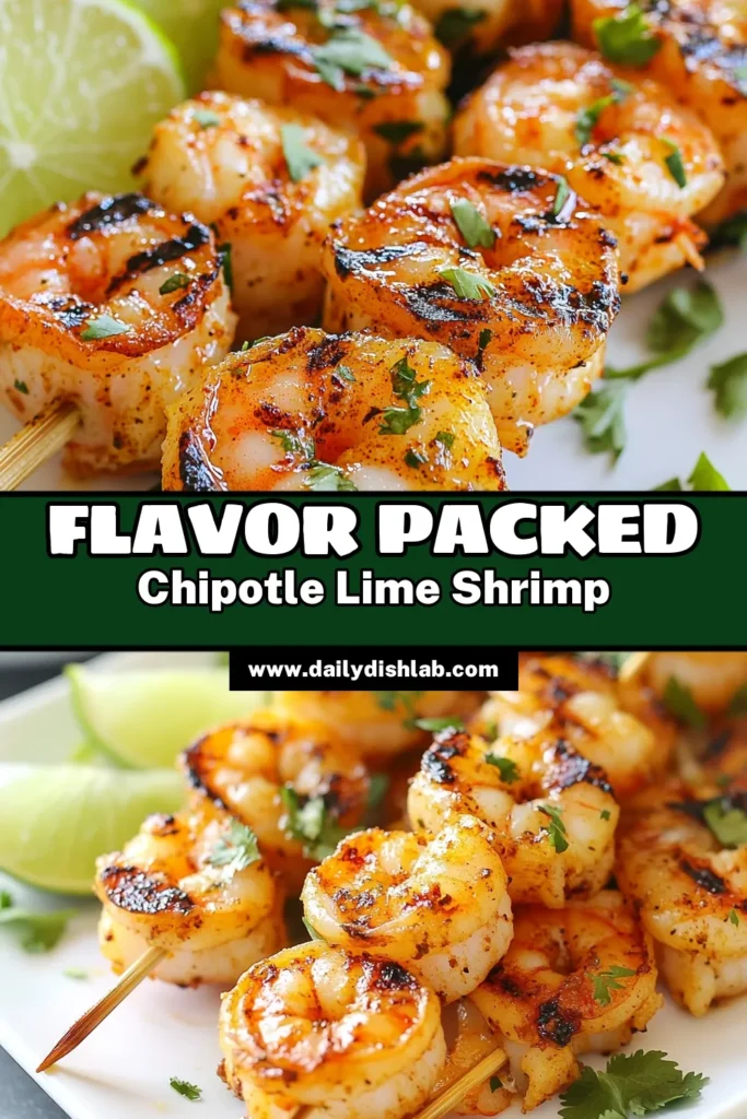 Looking for a delicious and easy grilled shrimp recipe? Try these Chipotle Lime Shrimp Skewers that are bursting with flavor! This shrimp marinade recipe combines lime juice, chipotle powder, and smoky spices for a tasty treat. Perfect for summer barbecues, these easy shrimp skewers will wow your guests. Get the full recipe and make your next meal unforgettable! Don't forget to save this for later! #ChipotleLimeShrimpSkewers #GrilledShrimpRecipe #EasyShrimpSkewers #ShrimpMarinadeRecipes