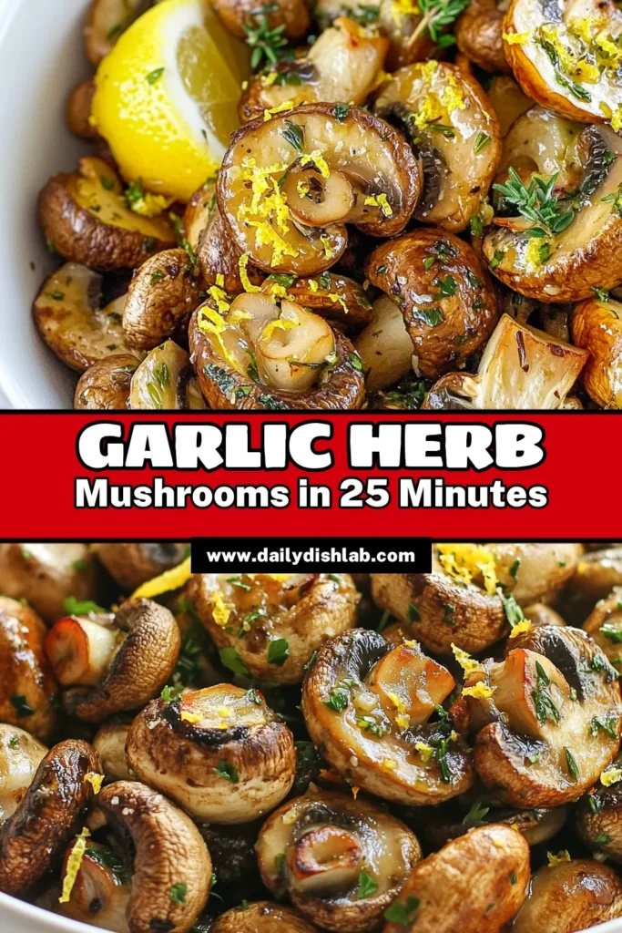Savor the flavors of these Garlic Herb Roasted Mushrooms, a simple yet delightful addition to any meal. This easy roasted mushroom recipe showcases a medley of mixed mushrooms, brilliantly flavored with garlic, rosemary, and thyme. Perfect as a side dish or herb roasted vegetables, these oven roasted mushrooms are sure to impress. Try this recipe today and elevate your dining experience! Save and share! #GarlicHerbMushrooms #RoastedMushroomRecipe #EasyGarlicMushrooms #OvenRoastedMushrooms