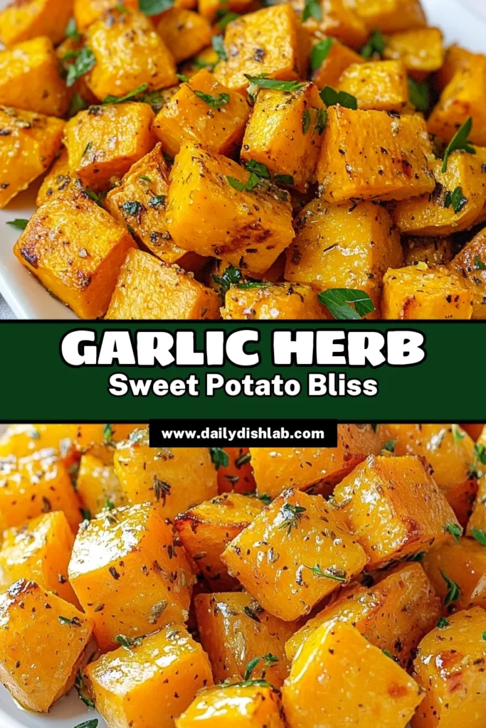 Discover the deliciousness of Garlic Herb Roasted Sweet Potatoes! This easy roasted sweet potatoes recipe combines the richness of sweet potatoes with garlic, fresh herbs, and a hint of smoked paprika. Perfect as a healthy sweet potato side dish, these roasted vegetables with garlic will elevate any meal. Try this tasty recipe and impress your family tonight! Save it for later! #SweetPotatoes #HealthyRecipes #RoastedVegetables #CookingAtHome