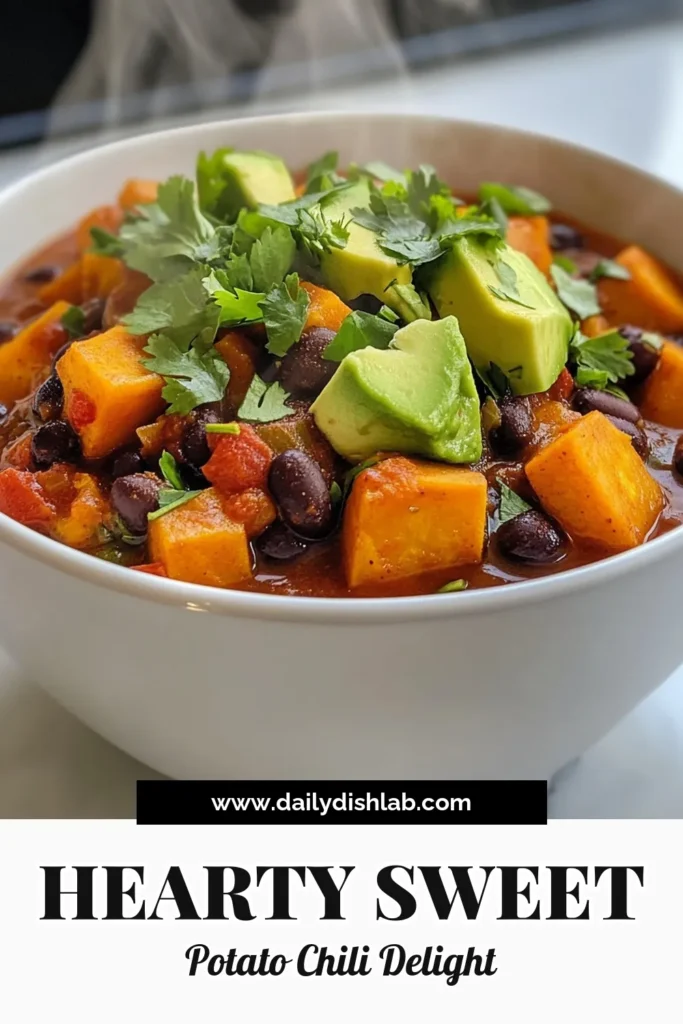 Discover the deliciousness of Sweet Potato Black Bean Chili, a perfect vegetarian chili recipe that’s both hearty and healthy. This easy chili with sweet potatoes is packed with flavor and nutrition, featuring black beans and topped with creamy avocado slices. Perfect for meal prep or a cozy dinner, this healthy chili recipe will delight your taste buds. Try it today and savor every bite! #SweetPotatoBlackBeanChili #VegetarianChili #HealthyChiliRecipes #EasyChiliWithSweetPotatoes