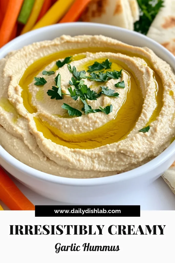 Indulge in this creamy roasted garlic hummus that’s perfect for your next snack or party! With simple ingredients like chickpeas, tahini, and roasted garlic, you’ll whip up a flavorful dip in no time. This easy recipe is not only delicious but also healthy and quick to make! Click through for step-by-step instructions and elevate your appetizer game today. #HummusRecipe #HealthySnacks #GarlicLovers #AppetizerIdeas