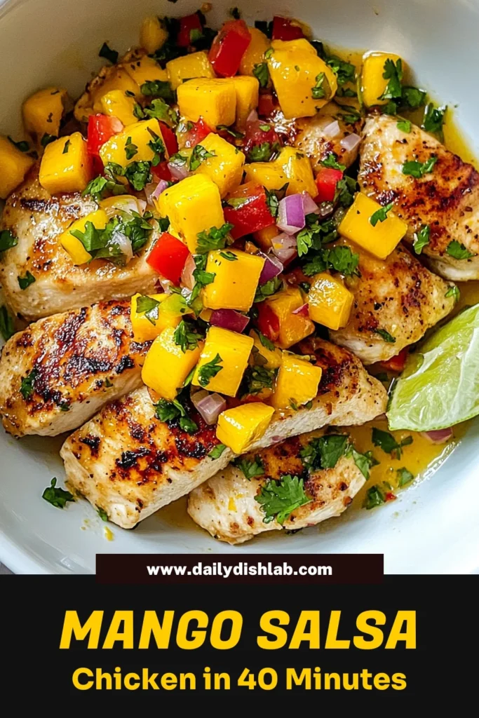 Discover the vibrant flavors of Mango Salsa Chicken, a delicious and healthy option among easy chicken recipes. This oven-baked chicken is topped with a fresh, zesty cilantro lime mango salsa that will delight your taste buds. Perfect for a weeknight dinner or meal prep, this dish is quick to make and packs a punch of flavor. Try this easy recipe today and elevate your chicken game! Save this for later! #MangoSalsaChicken #EasyChickenRecipes #HealthyMangoSalsa #OvenBakedChicken