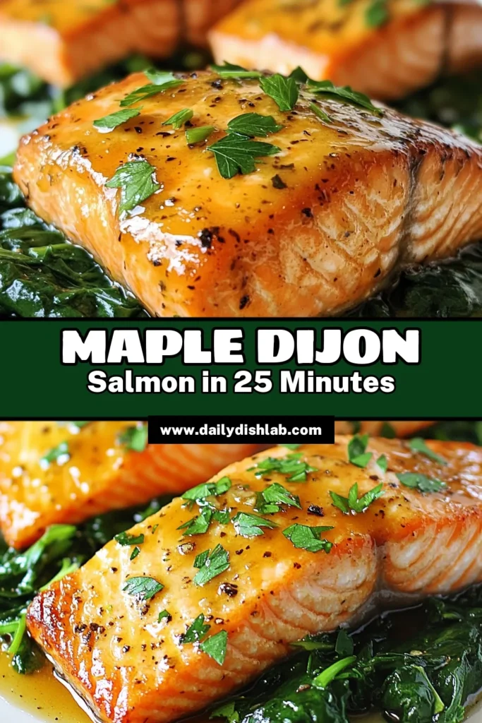 Savor the delightful flavors of Maple Dijon Salmon with this easy glazed salmon recipe! In just 25 minutes, you'll whip up healthy salmon fillets coated in a delicious maple syrup glaze, perfect for quick weeknight dinners. This recipe is not only a hit at the dinner table but also a perfect addition to your maple syrup recipes collection. Save this recipe for your next meal! #MapleDijonSalmon #GlazedSalmonRecipe #EasySalmonDinners #HealthyEating
