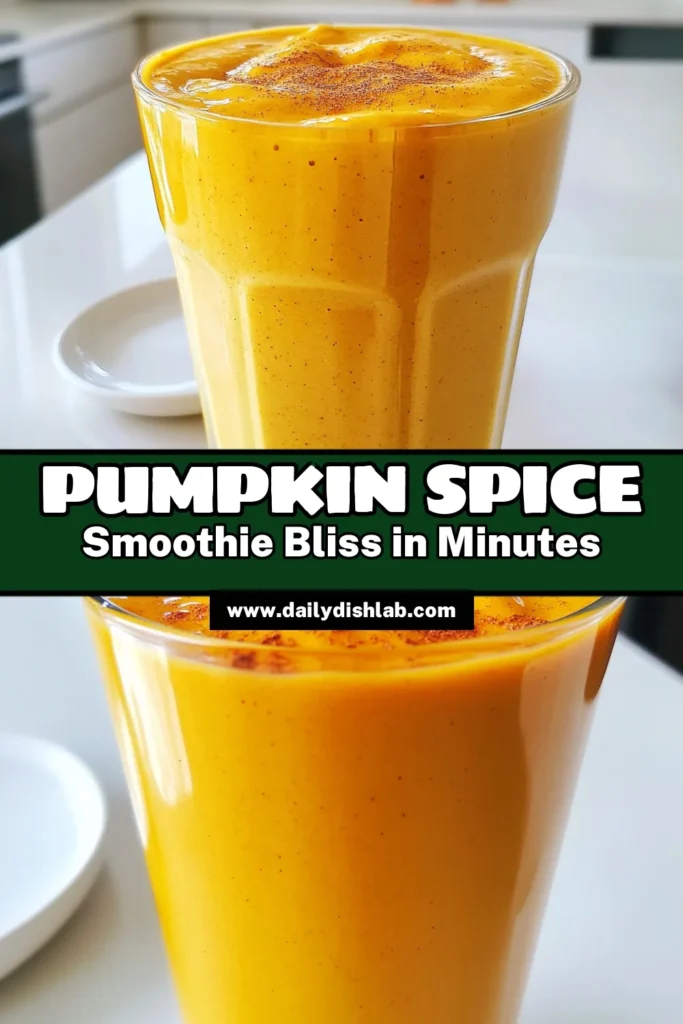 Revitalize your mornings with this delightful Pumpkin Spice Energy Smoothie! Packed with the goodness of pumpkin puree, bananas, and almond butter, this creamy drink is perfect for a quick breakfast or snack. In just 5 minutes, you can whip up a nutritious and delicious smoothie that warms your soul. Click through to discover the full recipe and enjoy the fall flavors all year round! #PumpkinSpice #SmoothieRecipes #HealthyLiving #FallFlavors