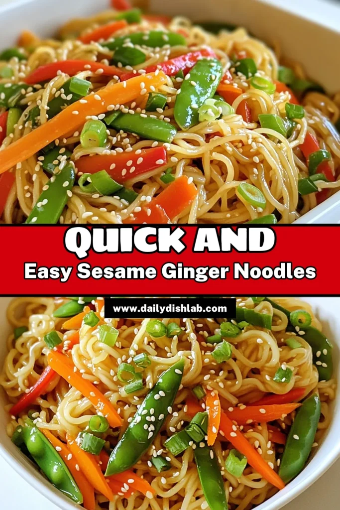 Whip up a delicious meal in just 15 minutes with these Minute Sesame Ginger Noodles! This quick and easy recipe features rice noodles tossed in a flavorful sesame sauce loaded with vibrant veggies. Perfect for busy evenings or when you're craving something light and satisfying. Click to explore the full recipe and dive into a bowl of this tasty goodness! #SesameGingerNoodles #QuickRecipes #EasyDinner #VeggieLovers