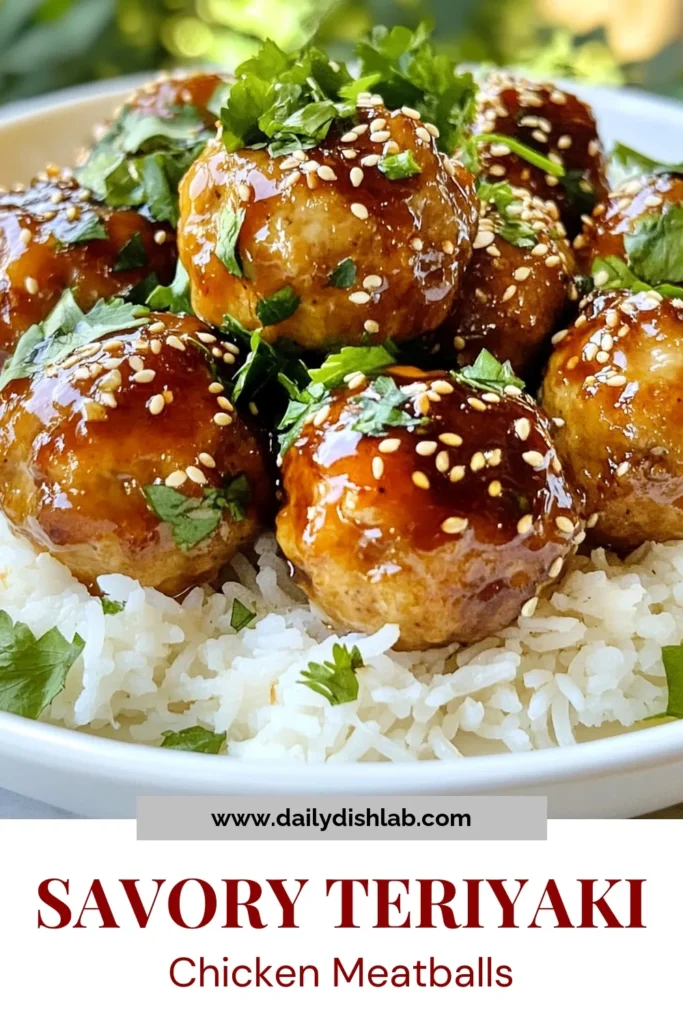 Discover the deliciousness of teriyaki chicken meatballs with this easy meatball recipe! Made with ground chicken and coated in homemade teriyaki sauce, these oven-baked meatballs are perfect for a quick dinner. Ideal for busy nights, this dish combines flavor and simplicity. Don't miss out on this scrumptious treat—save the recipe and try it today! #teriyakichickenmeatballs #groundchickenrecipes #easymeatballrecipes #ovenbakedmeatballs