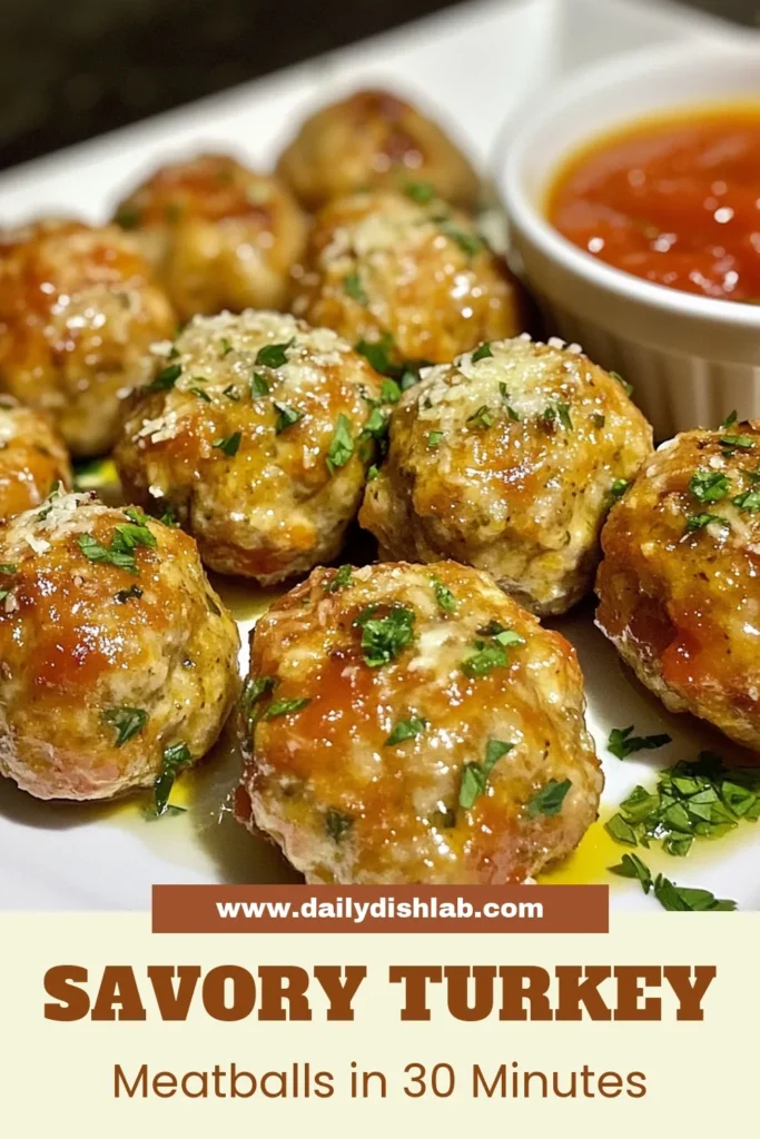 Discover the deliciousness of Parmesan turkey meatballs with this easy herb turkey meatballs recipe! Made with ground turkey and packed with flavor, these healthy turkey meatballs are perfect for a quick dinner or meal prep. Enjoy them with marinara sauce, over pasta, or in a sub sandwich. Save this ground turkey meatballs with Parmesan recipe for a wholesome and tasty meal! #TurkeyMeatballs #HealthyRecipes #EasyDinner #MeatballRecipe
