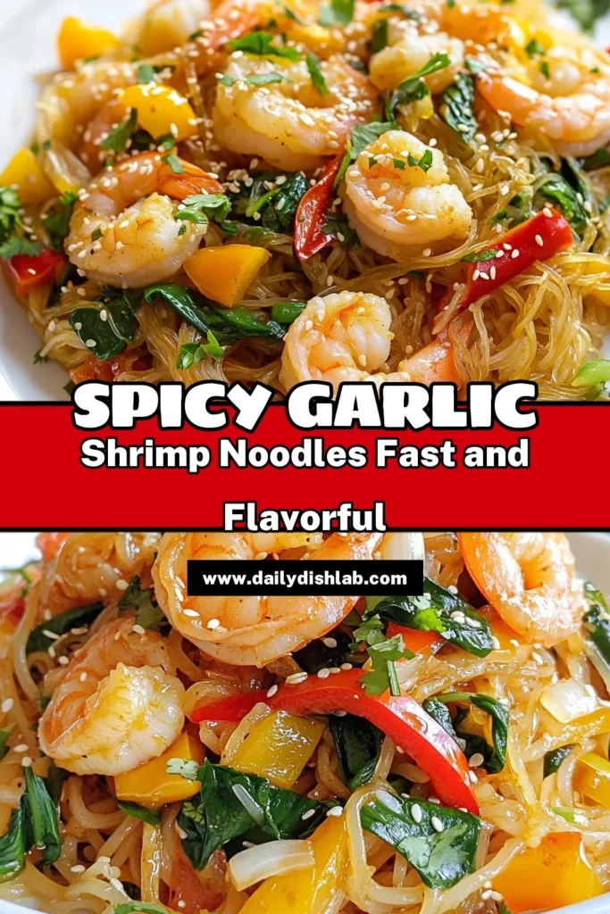 Try this easy spicy noodles recipe with our delicious spicy garlic shrimp noodles! Perfect for a quick shrimp dinner, this shrimp stir fry recipe combines succulent shrimp with rice noodles, fresh veggies, and a kick of garlic and chili. In just 30 minutes, you'll have a flavorful meal that impresses! Save this recipe for busy nights and enjoy your new go-to dish! #ShrimpStirFryRecipe #EasySpicyNoodles #QuickDinnerIdeas #SpicyGarlicShrimpNoodles
