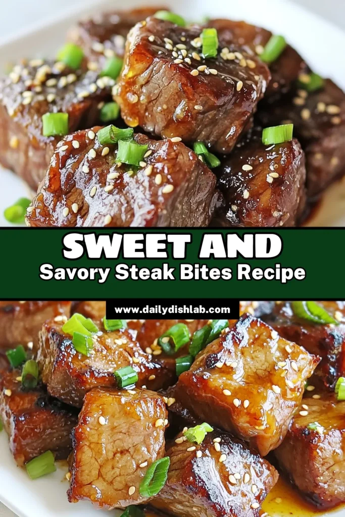 Savor the deliciousness of Honey Garlic Steak Bites, the perfect choice for quick beef dinners or savory steak appetizers. This easy steak recipe features marinated steak bites coated in a sweet and savory honey garlic sauce. Ready in just an hour, these tender bites will impress your family and guests. Try this delightful recipe tonight! Save for later! #HoneyGarlicSteakBites #EasySteakRecipes #QuickBeefDinner #SavorySteakAppetizers