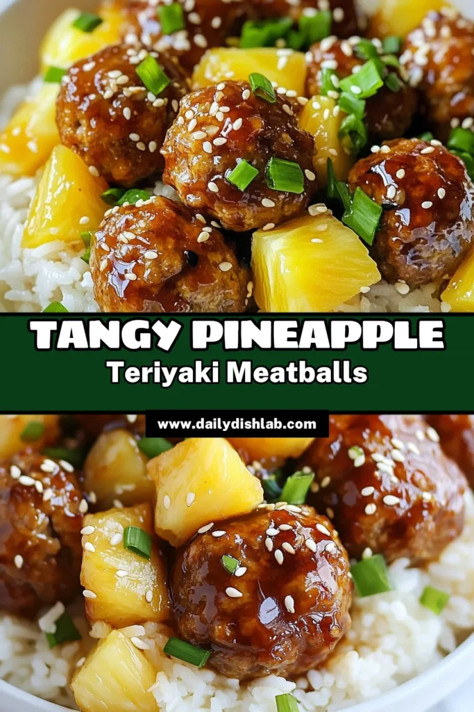 Discover the delicious Asian-inspired flavors of Pineapple Teriyaki Meatballs with this easy teriyaki sauce recipe! Made with ground chicken meatballs, this healthy meatball recipe is perfect for a quick weeknight dinner. Enjoy juicy meatballs coated in a sweet and tangy glaze, served over jasmine rice. Save this Pineapple Teriyaki Meatballs recipe for a tasty twist on dinner! #MeatballRecipes #Teriyaki #HealthyDinner #AsianCuisine