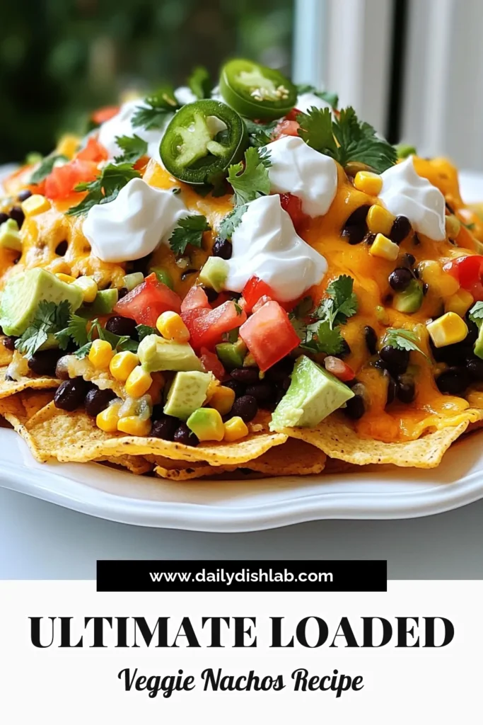 Get ready to impress your friends with Loaded Veggie Nachos that are bursting with flavor! This easy recipe combines crunchy tortilla chips, black beans, fresh veggies, and gooey cheese, all baked to perfection. Perfect for parties or game day, these nachos are sure to be a hit! Click through for the full recipe and elevate your snack game today! #VeggieNachos #NachoRecipe #HealthySnacks #PartyFood