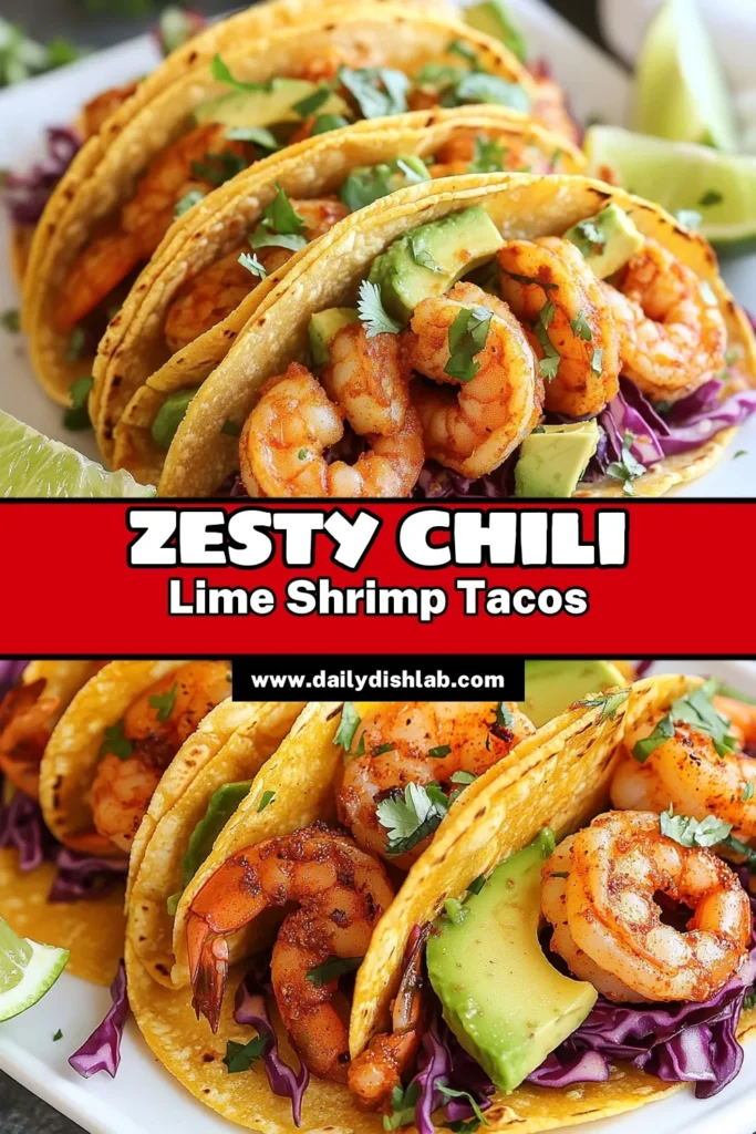 Dive into these Chili Lime Shrimp Tacos, a delicious and healthy shrimp taco recipe that’s perfect for any occasion! These easy shrimp tacos are packed with flavor, featuring marinated shrimp and fresh toppings like avocado and cabbage. Ready in just 40 minutes, this seafood taco recipe will impress your friends and family. Add this recipe to your dinner rotation today! #ChiliLimeShrimpTacos #ShrimpTacoRecipe #EasyShrimpTacos #HealthyShrimpTacos