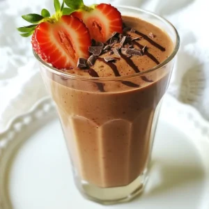 Here’s what you need for a delicious chocolate covered strawberry smoothie. Gather your ingredients before you start. - 1 cup fresh strawberries, hulled - 1 medium banana, frozen - 1 cup almond milk (or regular milk) - 2 tablespoons cocoa powder - 1 tablespoon honey (or maple syrup for vegan) - 1/2 teaspoon vanilla extract - 1 tablespoon chia seeds (optional) - Ice cubes (if desired) Each ingredient adds its own magic. The strawberries give a fresh burst of flavor. The banana adds creaminess and sweetness. Almond milk keeps it light and smooth. Cocoa powder brings the rich chocolate taste. Honey or maple syrup sweetens it up just right. Vanilla extract adds depth. Chia seeds give a nice boost of fiber. Ice makes it cold and refreshing. Make sure your strawberries are ripe for the best taste. A frozen banana gives a nice texture. You can adjust any ingredient to suit your taste. Enjoy the process of mixing and creating! {{ingredient_image_1}} First, you need to blend the base. Take 1 cup of fresh strawberries, hulled, and 1 medium frozen banana. Put these in your blender. Next, pour in 1 cup of almond milk. This gives the smoothie a creamy texture. After that, add 2 tablespoons of cocoa powder for rich chocolate flavor. Then, add 1 tablespoon of honey for sweetness. If you want a vegan option, use maple syrup instead. Don’t forget to add 1/2 teaspoon of vanilla extract for extra taste. If you like, toss in 1 tablespoon of chia seeds for a nutritious boost. Now, it’s time to blend. Blend all the ingredients on high until the mixture is smooth and creamy. This should take about 30 seconds. If your smoothie is too thick, don’t worry! You can add more almond milk to get the right consistency. Blend again until you reach the texture you like. Once your smoothie is blended, it’s time to taste it. If it needs more sweetness, add more honey or syrup. You can also toss in a few ice cubes if you want a colder drink. Blend again until everything is mixed well. Finally, pour the smoothie into a glass. For a fun touch, garnish with fresh strawberry slices on top. Enjoy your chocolate-covered strawberry smoothie! Garnishing makes your smoothie look great. Here are some fun ideas: - Slices of fresh strawberries can add color and freshness. - Drizzling melted dark chocolate gives a rich touch. Getting the right texture is key. Try these tips: - Adjust thickness using more milk or ice. - Softening the frozen banana helps it blend better. You might want to tweak the sweetness. Here’s how: - Modify sweetness by adding more honey or syrup. - For dietary needs, try alternative sweeteners like agave or stevia. Pro Tips Use Frozen Bananas: Using frozen bananas will help make your smoothie creamy and cold without the need for too much ice. Choose Ripe Strawberries: Ripe strawberries will add more natural sweetness to your smoothie, making it taste even better. Customize the Sweetness: Feel free to adjust the amount of honey or maple syrup based on your personal taste preferences. Experiment with Add-ins: Consider adding protein powder, spinach, or other fruits for added nutrition and flavor diversity. {{image_2}} You can enjoy this smoothie without dairy. Use plant-based milk like almond, soy, or oat. They blend well and keep the flavor great. For sweeteners, try maple syrup instead of honey. It fits perfectly in vegan diets and adds a nice touch. To add a nutty twist, mix in nut butter. Almond or peanut butter works well. It gives a rich flavor and creamy texture. You can also sprinkle some blended nuts on top for crunch. Walnuts or pecans are tasty options. If you want extra nutrients, add spinach or kale. They blend smoothly and you won’t taste them much. For a protein boost, use flavored protein powder. It adds flavor and helps keep you full longer. To keep your Chocolate Covered Strawberry Smoothie fresh, use an airtight container. Glass jars work well, but plastic ones are fine too. If stored right, your smoothie can last up to two days in the fridge. Before you sip, give it a good shake or stir. If you want to save some smoothie for later, freezing is a great option. Pour the smoothie into ice cube trays or freezer-safe bags. Make sure to leave some space for expansion. For the best taste, freeze it for up to one month. When you want to enjoy it, thaw it overnight in the fridge or blend it straight from the freezer with a little extra milk. If you have leftover smoothie, you can easily revive it. Just pour it back into the blender and add a splash of milk. This helps restore its creamy texture. Blend it until smooth again. If it feels too thick, add more milk as needed. Enjoy your smoothie just like it was fresh! Yes, you can use frozen strawberries. They work well and add a cold touch. Frozen strawberries can make your smoothie thicker and creamier. Just blend them as you would fresh ones. If you use frozen, consider skipping the ice cubes. To boost nutrition, add spinach or kale. They blend well and add vitamins. You can also add flax seeds or protein powder. Chia seeds are a great option, too. They give extra fiber and healthy fats. Yes, this recipe is great for meal prep. You can make it ahead and store it in the fridge. Just keep it in a sealed jar. It tastes best when fresh but can last a day or two. You can add many fruits! Bananas give a nice creaminess. Berries, like blueberries or raspberries, add flavor. Peaches and mangoes are tasty, too. Mix and match to find your favorite combo. This recipe gives you two servings. Each serving is a perfect size for a snack or light breakfast. You can double the recipe for more servings if needed. This blog post guides you through a tasty smoothie recipe. You learned about fresh ingredients, easy steps, and fun tips. I shared ways to adjust sweetness and texture. You can also explore fun variations to match your taste. Remember, smoothies are versatile and great for your diet. Enjoy experimenting with flavors, and don’t hesitate to make it your own. The more you blend, the more delicious options you’ll discover. Happy blending!