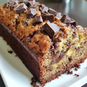 To make Chocolate Chunk Banana Bread, gather these items: - 3 ripe bananas, mashed - 1/3 cup melted coconut oil - 1/2 cup brown sugar - 1 large egg, beaten - 1 teaspoon vanilla extract - 1 teaspoon baking soda - Pinch of salt - 1 1/2 cups all-purpose flour - 1 cup dark chocolate chunks (or chips) - 1/2 cup chopped walnuts (optional) You can swap some ingredients if needed. Try these options: - Use unsalted butter instead of coconut oil. - Replace brown sugar with white sugar or coconut sugar. - Use applesauce as an egg substitute for a vegan twist. - You can use gluten-free flour if you want a gluten-free version. Make your banana bread even better with these add-ins: - Add 1/2 cup of chopped walnuts for a crunchy texture. - Stir in 1 teaspoon of cinnamon for a warm flavor. - Mix in 1/2 cup of shredded coconut for a tropical touch. - Consider adding a handful of dried fruit for extra sweetness. {{ingredient_image_1}} First, you need to preheat your oven to 350°F (175°C). This step is key for even baking. While the oven heats, grab a 9x5-inch loaf pan. You can grease it with cooking spray or melted coconut oil. Alternatively, you can line it with parchment paper for easy removal. Start by mashing three ripe bananas in a large bowl. Then, add 1/3 cup of melted coconut oil. Mix them well until they blend smoothly. Next, stir in 1/2 cup of brown sugar, one beaten egg, and 1 teaspoon of vanilla extract. Ensure everything combines to a smooth mixture. After that, sprinkle in 1 teaspoon of baking soda and a pinch of salt. Stir these in gently. Now, add 1 1/2 cups of all-purpose flour slowly. Mix just until you see no dry flour. It's okay to leave some lumps. Finally, fold in 1 cup of dark chocolate chunks and 1/2 cup of chopped walnuts if you like. Pour the batter into your prepared loaf pan, smoothing the top with a spatula. Then place it in the oven. Bake for 60-65 minutes. To check if it’s done, insert a toothpick into the center. It should come out clean or with a few moist crumbs. Once baked, let it cool in the pan for 10 minutes. After that, move it to a wire rack to cool completely. This step helps keep the bread moist and tasty. To make your banana bread moist, use ripe bananas. Ripe bananas have more sugar and flavor. Mash them well before mixing. Use melted coconut oil instead of butter. This adds moisture and a nice taste. Avoid over-mixing the batter. Mix just until the flour disappears, leaving some lumps. This helps keep the bread soft. When you add chocolate chunks and nuts, be gentle. Use a spatula to fold them in. Start from the bottom of the bowl and work your way up. Make sure they are evenly spread in the batter. If you mix too hard, you could break the chocolate. You want those delicious chunks to remain whole! One common mistake is not measuring ingredients correctly. Use a kitchen scale if you have one. It gives you the best results. Another mistake is not preheating the oven. Always preheat for even baking. Finally, don’t open the oven door too soon. This can cause your bread to sink. Wait until the last 10 minutes to check for doneness. Pro Tips Use Overripe Bananas: The riper the bananas, the sweeter and more flavorful your banana bread will be. Look for bananas with plenty of brown spots! Mix Gently: When adding the flour, mix just until combined. Over-mixing can lead to dense bread, so it's okay if the batter is a little lumpy. Check for Doneness: Insert a toothpick into the center of the bread; it should come out clean or with a few moist crumbs. If it comes out gooey, it needs more time. Cool Properly: Let the bread cool in the pan for 10 minutes before transferring it to a wire rack. This helps prevent it from becoming soggy on the bottom. {{image_2}} You can make a gluten-free version of this banana bread. Start by swapping all-purpose flour for gluten-free flour. Use a blend that includes xanthan gum to help with texture. Follow the same steps as the original recipe. Your bread will be soft and moist, just like the classic version. To make this banana bread vegan, replace the egg with a flax egg. Mix one tablespoon of ground flaxseed with three tablespoons of water. Let it sit for five minutes until it thickens. You can also use maple syrup instead of brown sugar for added flavor. The chocolate chunks should be dairy-free to keep it vegan. You can give your banana bread a twist with extra flavors. Try adding a teaspoon of cinnamon for warmth. A dash of nutmeg will add a nice touch too. Zest from an orange or lemon can brighten the taste. You can also mix in shredded coconut or dried fruit for added texture and sweetness. Each of these options makes the bread unique and exciting! To keep your chocolate chunk banana bread fresh, store it in an airtight container. This helps prevent it from drying out. You can also wrap it tightly in plastic wrap. If you plan to eat it within a few days, you can leave it at room temperature. Just make sure it’s in a cool, dry place. Freezing banana bread is easy. First, let it cool completely after baking. Then, slice it into pieces. Wrap each slice in plastic wrap. Place the wrapped slices in a freezer bag or container. Be sure to remove as much air as possible. This method helps keep your bread tasty for up to three months. To reheat your banana bread, remove a slice from the freezer. Let it thaw at room temperature for about 30 minutes. You can then warm it in the microwave for about 10-15 seconds. For a crispier texture, toast it in a toaster oven for a few minutes. Enjoy it warm with a pat of butter or a sprinkle of extra chocolate! Yes, you can use frozen bananas. Just thaw them first. Once thawed, mash them well. They work great in this recipe. Frozen bananas add moisture and sweetness. Plus, they are super easy to use! If you don't have coconut oil, use any light oil. Canola oil or vegetable oil works well. You can also use melted butter for a richer taste. Just remember to keep the amount the same. This recipe is flexible! To check if your bread is done, use a toothpick. Insert it into the center of the loaf. If it comes out clean or with a few moist crumbs, it’s ready. Baking usually takes about 60 to 65 minutes. Keep an eye on it towards the end! This article covered everything you need for perfect banana bread. We explored key ingredients, substitutions, and add-ins. Step-by-step, I guided you from oven prep to mixing and baking. I shared tips to keep your bread moist and avoid mistakes. You learned about gluten-free and vegan options, plus how to store, freeze, and reheat. Use this guide to create tasty banana bread your friends and family will love. Enjoy baking!