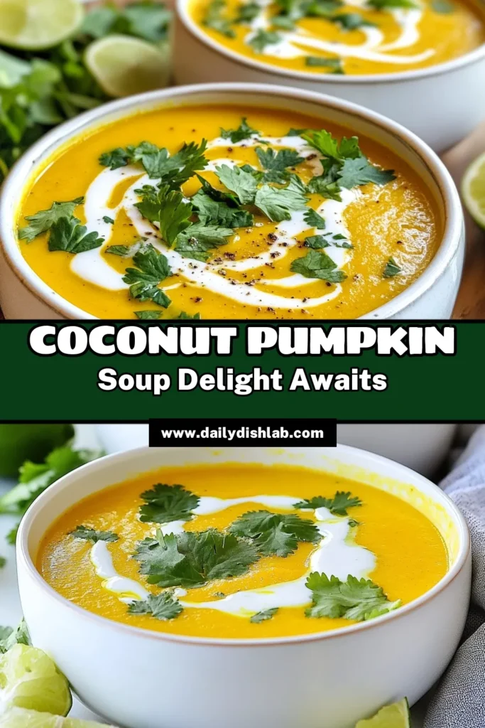 Warm up this fall with our delicious Coconut Pumpkin Curry Soup! This vegan pumpkin soup recipe blends creamy coconut milk with pumpkin puree, creating a velvety texture that’s perfect for cozy evenings. Packed with spices, this pumpkin and coconut soup is not only flavorful but also a healthy option. Discover how easy it is to make this creamy coconut curry soup at home. Save for later and make it tonight! #VeganRecipes #PumpkinSoup #HealthyEating #FallRecipes