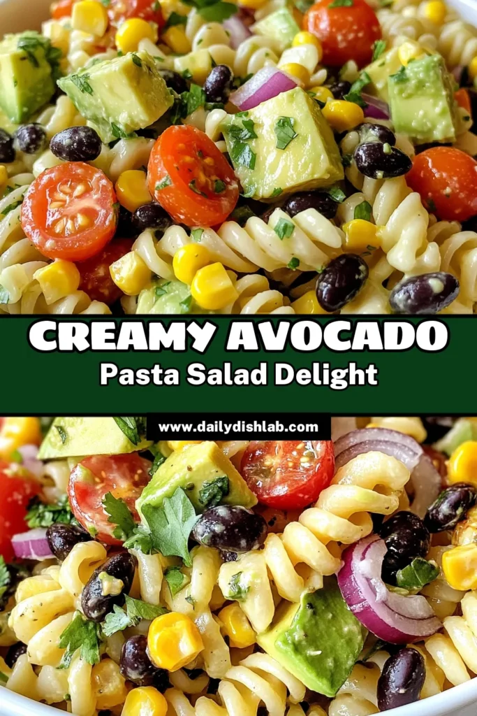 Enjoy a refreshing twist with this Avocado Ranch Pasta Salad, the perfect dish for summer gatherings! This easy fusilli pasta salad recipe is loaded with fresh ingredients like avocado, cherry tomatoes, and black beans, all tossed in a creamy ranch dressing. It's a healthy pasta salad with avocado that everyone will love. Ideal for potlucks, it can be made in just 45 minutes. Save this delicious Ranch Dressing Pasta Salad for your next BBQ! #AvocadoRanchPastaSalad #HealthyPastaSalad #EasySummerPastaSalad #FusilliPastaSalad