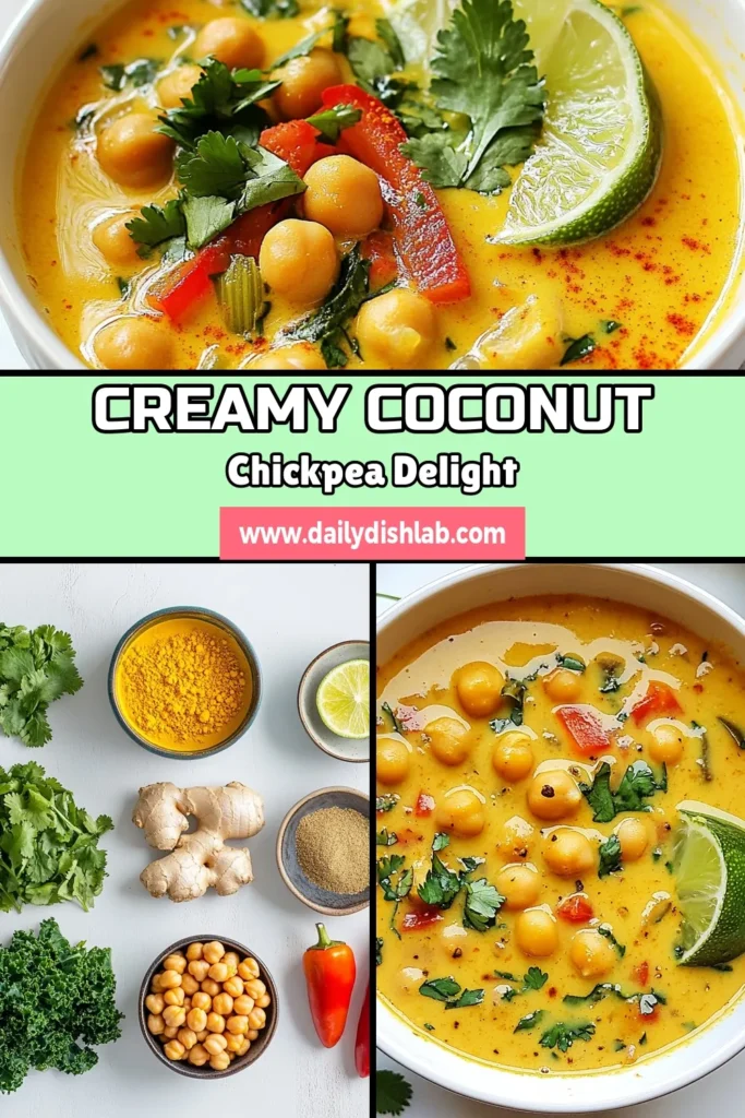 Dive into this delicious and nutritious curry coconut chickpea soup, perfect for a quick vegetarian meal! This vegan chickpea soup combines the creaminess of coconut milk with spiced flavors from curry, turmeric, and cumin, making it one of the healthiest coconut milk recipes you'll find. With just a 30-minute prep time, it's an easy option for weeknight dinners. Save and try this spiced chickpea soup today! #VeganRecipes #HealthySoup #ChickpeaLove #QuickDinnerIdeas