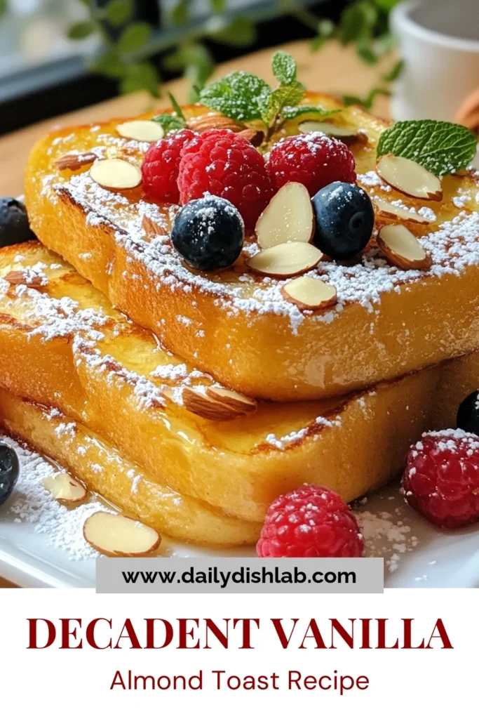 Indulge in this delicious Vanilla Almond French Toast recipe that features thick-cut brioche bread for a perfect weekend treat. With easy steps, you'll create Nutty French Toast infused with almond extract that delights every bite. This Easy French Toast recipe is quick to whip up and ideal for brunch or breakfast. Don’t miss out on this delightful recipe; save it now for your next cooking inspiration! #FrenchToast #BriocheFrenchToast #NuttyFrenchToast #BreakfastRecipes