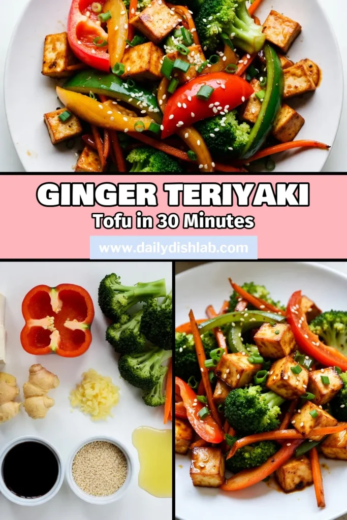 Discover the delightful flavors of Ginger Teriyaki Tofu Stir Fry, a perfect tofu stir fry recipe that’s both simple and satisfying. This vegetarian stir fry is packed with vibrant veggies and coated in a healthy teriyaki sauce, making it one of the easiest tofu recipes you'll ever try. Enjoy a delicious, nourishing meal ready in just 30 minutes. Save this recipe for your next healthy dinner! #TofuStirFry #HealthyRecipes #VegetarianEats #EasyDinnerIdeas