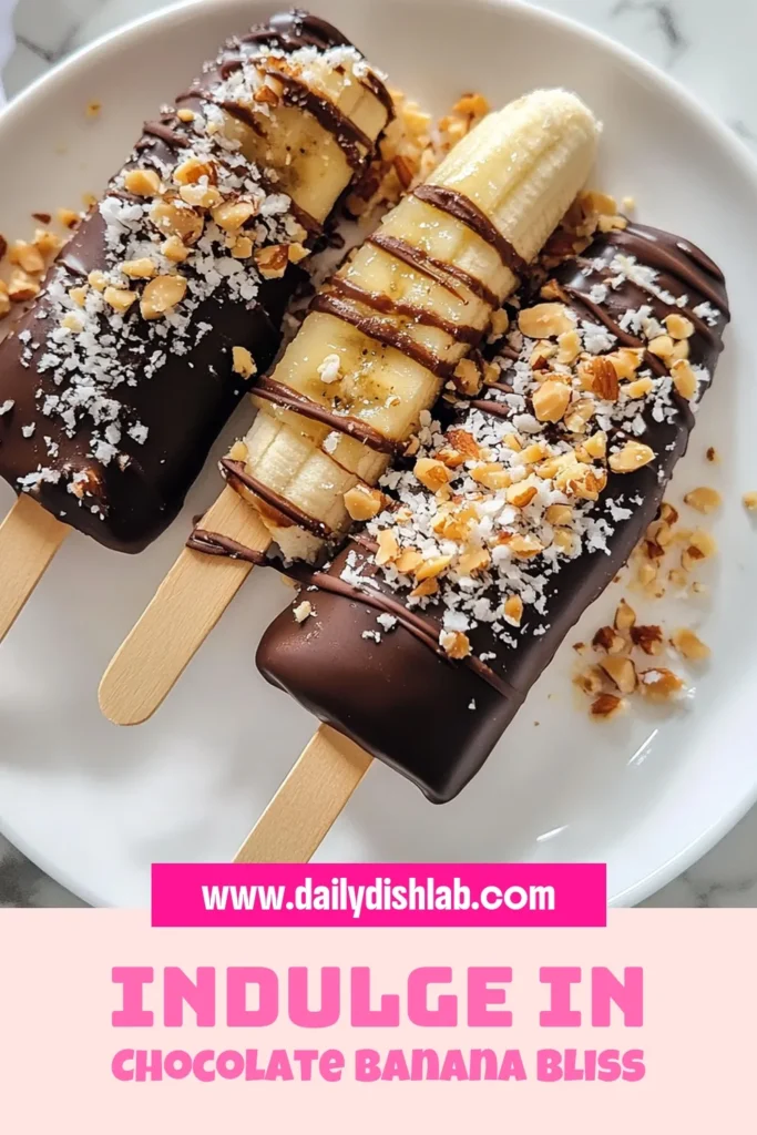 Looking for an easy and delightful treat? Try these Chocolate Covered Banana Pops! This fun recipe is a perfect example of easy banana dessert recipes and makes tasty frozen banana treats that everyone will love. These healthy chocolate snacks are not only simple to make but also no-bake, which makes them great for any occasion. Dive into this sweet goodness and make your own Chocolate Covered Banana Pops today! Don't forget to save this recipe for later! #ChocolateCoveredBananaPops #HealthySnacks #FrozenTreats #NoBakeDesserts