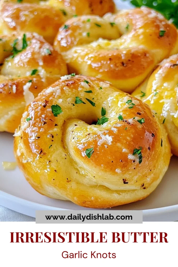 Indulge in these delicious buttery garlic knots, the perfect side for any meal! This easy garlic knot recipe uses homemade or store-bought pizza dough to create irresistible garlic butter knots. Simply tie pieces of dough into knots, brush them with a flavorful garlic herb mixture, and bake until golden. Ideal for dipping in marinara sauce, these pizza dough knots are a must-try. Save this recipe now for a delightful treat! #ButteryGarlicKnots #GarlicButterKnots #EasyGarlicKnotRecipe #HomemadeGarlicKnots