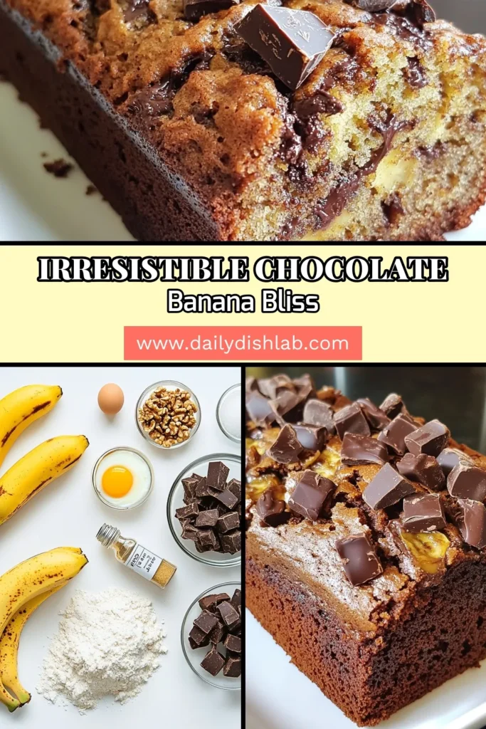 Indulge in the deliciousness of this decadent chocolate chunk banana bread! This easy banana bread with chocolate features a moist texture enhanced with walnuts for an extra crunch. Perfect for breakfast or a sweet treat, this homemade banana bread recipe is sure to impress. Try it today and savor every bite! Save this chocolate chunk banana bread recipe for your next baking adventure! #BananaBread #ChocolateLovers #BakingInspo #EasyRecipes
