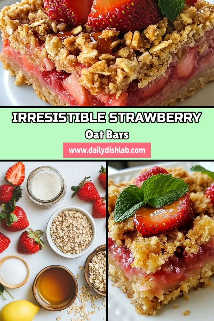 Discover the deliciousness of homemade strawberry oatmeal bars! These healthy dessert recipes are perfect for snack time or a wholesome breakfast. Made with whole wheat flour and fresh strawberries, these baked oatmeal bars are not only easy to prepare but also satisfy your sweet cravings guilt-free. Try this easy strawberry recipe today and enjoy a delightful treat! Don't forget to save for later! #StrawberryOatmealBars #HealthyDessert #BakedOatmeal #EasyStrawberryRecipes