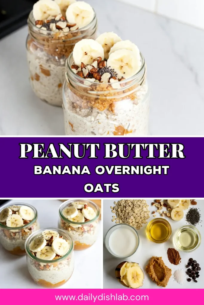 Start your mornings right with these delightful Peanut Butter Banana Overnight Oats! This easy oatmeal recipe is perfect for meal prep, combining creamy peanut butter with mashed banana for a nutritious boost. Enjoy this healthy breakfast idea packed with flavor and energy. Try this simple Banana Oatmeal Recipe for a quick, satisfying start to your day! Don't forget to save it for later! #OvernightOatsWithBanana #HealthyBreakfastIdeas #PeanutButterOvernightOats #EasyOatmealRecipes