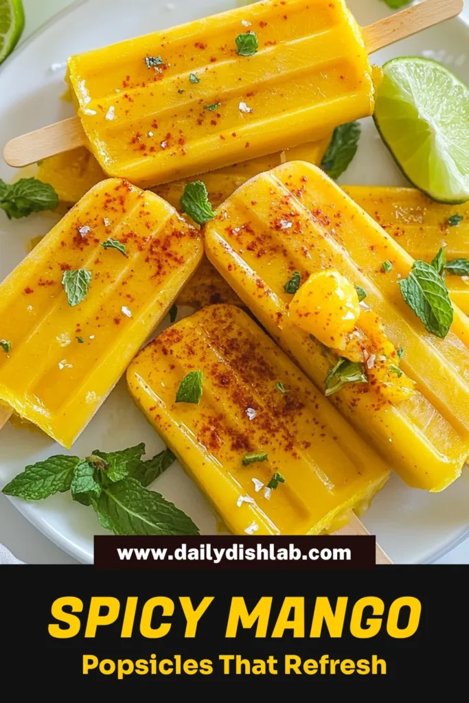Discover the deliciousness of Mango Chili Lime Popsicles with this easy recipe! Perfect for summer, these tropical popsicle recipes combine ripe mangos, coconut water, and a kick of chili for a healthy frozen treat. Enjoy the refreshing taste while keeping it homemade with just a few simple ingredients. Make your own coconut water popsicles today and impress your friends and family. Save this recipe for a sweet, tangy treat! #MangoChiliLimePopsicles #HealthyFrozenTreats #TropicalPopsicleRecipes #HomemadeFruitPopsicles