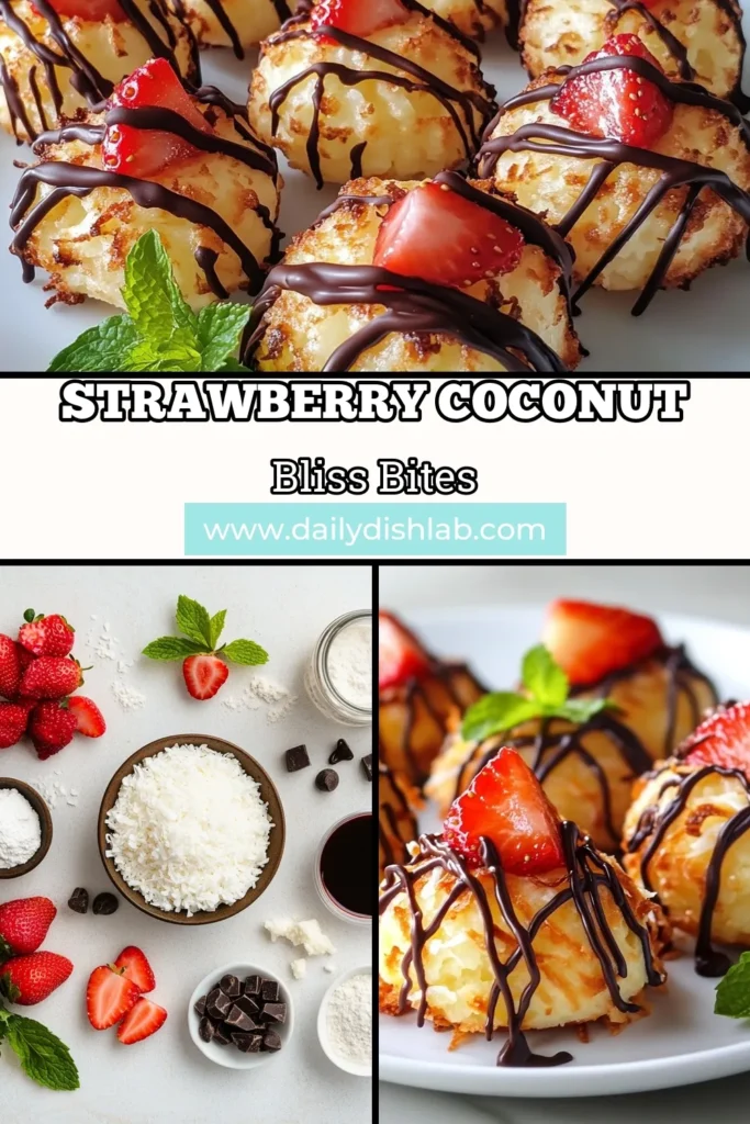 Indulge in the delightful flavors of Strawberry Coconut Macaroons with this easy macaroon recipe! Perfect as a no-bake coconut dessert, these fruity coconut cookies are enhanced with a rich chocolate drizzle for a delicious treat. Enjoy a burst of strawberry goodness with every bite. Make your own today and impress your family and friends! Save this recipe for a sweet escape! #StrawberryCoconutMacaroons #EasyMacaroonRecipe #NoBakeCoconutDessert #ChocolateDrizzledMacaroons