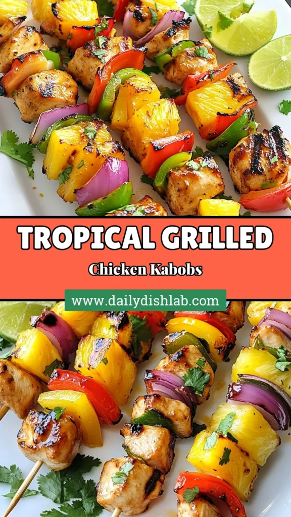 Delight in these Hawaiian chicken kabobs that bring summer grilling recipes to life! This easy kabob recipe features juicy chicken skewers marinated in a tropical blend of soy sauce, honey, and fresh ginger. Perfect for backyard BBQs, these tropical grilled chicken kabobs are colorful, flavorful, and sure to impress your guests. Ready to elevate your grill game? Save this recipe for your next cookout! #HawaiianChickenKabobs #EasyKabobRecipe #SummerGrilling #TropicalGrilledChicken