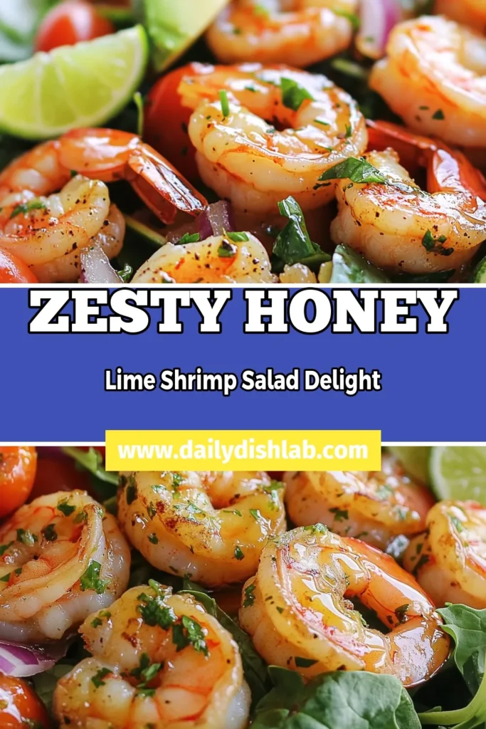 Revamp your meal with this delicious Honey Lime Shrimp Salad! This quick shrimp salad recipe is perfect for a healthy lunch or dinner. Featuring juicy shrimp, creamy avocado, and zesty lime, it's a fresh take on a classic lime shrimp recipe. Enjoy the vibrant flavors in this avocado shrimp salad that's both nutritious and satisfying. Save this healthy shrimp salad for your next culinary adventure! #HoneyShrimpSalad #LimeShrimpRecipe #HealthyShrimpSalad #QuickShrimpSaladRecipe
