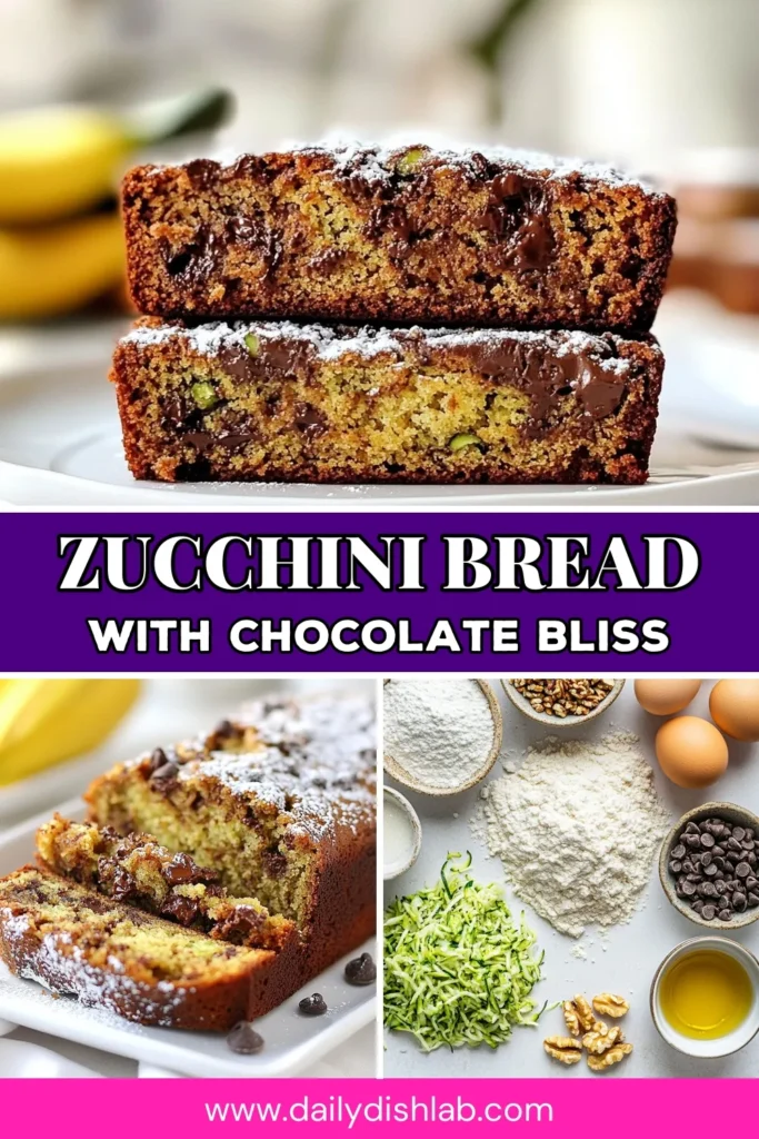 Indulge in this delightful chocolate chip zucchini bread, a must-try for your baking list! This easy zucchini bread recipe combines the moistness of zucchini with rich chocolate chips for a healthy treat the whole family will love. Perfect for breakfast or a snack, this homemade zucchini bread recipe is easy to make and oh-so-delicious! Save this recipe for your next baking adventure! #ChocolateChipZucchiniBread #EasyZucchiniBreadRecipe #HealthyBaking #ZucchiniBreadLove