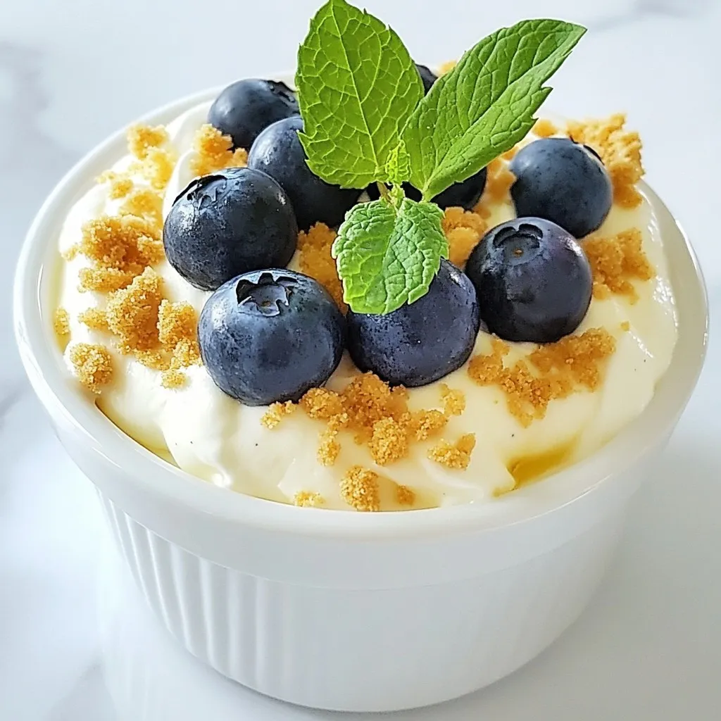 To make this tasty dip, gather these simple ingredients: - 8 oz cream cheese, softened - 1/2 cup powdered sugar - 1/4 cup sour cream - 2 tablespoons lemon juice - Zest of 1 lemon - 1/2 teaspoon vanilla extract - 1 cup fresh blueberries - Graham cracker crumbs (for serving) - Fresh mint leaves (for garnish) If you want to change things up, consider these swaps: - Use Greek yogurt instead of sour cream for a tangy twist. - Replace cream cheese with a dairy-free cream cheese for a vegan option. - Try honey or agave syrup instead of powdered sugar for a natural sweetener. Fresh blueberries are key to this dip. They add great flavor and color. Their sweetness balances the tangy lemon. You can use frozen blueberries, but fresh ones taste better. Plus, they make the dip look lively! Always choose plump, firm blueberries for the best results. Rinse them gently before use. {{ingredient_image_1}} To start, gather all your ingredients. You will need: - 8 oz cream cheese, softened - 1/2 cup powdered sugar - 1/4 cup sour cream - 2 tablespoons lemon juice - Zest of 1 lemon - 1/2 teaspoon vanilla extract - 1 cup fresh blueberries - Graham cracker crumbs (for serving) - Fresh mint leaves (for garnish) First, take a mixing bowl and beat the cream cheese. Use an electric mixer for this step. Mix until the cream cheese is creamy and smooth. Next, slowly add in the powdered sugar. Keep mixing until it is well blended. Now, add the sour cream, lemon juice, lemon zest, and vanilla extract to the bowl. Mix everything until smooth. This is where the magic happens! After that, gently fold in the fresh blueberries. Make sure to save some blueberries for garnish later. Transfer the dip into a serving bowl. Top it off with graham cracker crumbs for extra texture. Finally, add more blueberries on top and a few mint leaves for a pop of color. Your dip is now ready to serve! For the best texture, let the cream cheese soften. If it’s too hard, it won’t mix well. You can also use a hand mixer for more control. Mix slowly at first to avoid splatter. When adding powdered sugar, do it gradually. This will help keep the mix smooth. Don’t rush the mixing process. Take your time to ensure everything blends well. Folding in the blueberries is key. Be gentle so they don’t break apart. This keeps the dip looking nice and fresh. Serve the dip with graham crackers, fruit slices, or pretzels. Each option adds a fun crunch. For an extra touch, use a nice serving bowl. This can make your dip look more appealing. You can also arrange the graham crackers around the dip. This creates an inviting spread. Add a few extra mint leaves on the side for a fresh look. For a fun twist, consider pairing the dip with a variety of fruits. Sliced strawberries or apples work great. They add color and flavor to your platter. Enjoy your delicious Lemon Blueberry Cheesecake Dip! To get the smoothest dip, use soft cream cheese. You can leave it out for 30 minutes before mixing. This step makes it easier to blend. Use an electric mixer on medium speed to mix. This will help break up any lumps. Mix the cream cheese alone first, then add the other ingredients. This order helps keep the dip creamy. You can boost flavor with a touch more lemon juice or zest. This adds brightness to the dip. For a colorful twist, add more blueberries. They not only taste great but also look nice. To make it pretty, place extra blueberries on top. A few mint leaves add a fresh touch. Use graham cracker crumbs for a nice crunch. They also add a fun look to the dip. Do not rush the mixing process. If you mix too fast, lumps can form. Avoid using cold cream cheese; it will not blend well. Do not forget to reserve some blueberries for garnish. This adds a nice finishing touch. Lastly, don’t skip the graham cracker crumbs. They make the dip more enjoyable to eat. Pro Tips Use Room Temperature Cream Cheese: This ensures a smoother texture, making it easier to blend with the other ingredients. Add Zest for Extra Flavor: The zest of the lemon not only enhances the lemon flavor but also adds a delightful aroma to the dip. Chill Before Serving: Allowing the dip to chill in the fridge for at least an hour before serving helps the flavors to meld together beautifully. Experiment with Dippers: While graham crackers are classic, try serving the dip with fruit slices or pretzels for a fun twist. {{image_2}} You can change the fruit in this dip to suit your taste. Try strawberries or raspberries for a new twist. Peaches and blackberries also work well. Just keep the same amount of cream cheese and sour cream. This keeps the base creamy and delicious. Mix in the new fruit gently to keep them whole. You’ll create a colorful and tasty dip! If you want a gluten-free option, use gluten-free graham crackers. Many brands offer them, so you can still enjoy that crunch. Serve the dip with fresh fruit slices too. Apples and pears taste great with this dip. You can also use rice cakes or pretzels made without gluten. They add a fun twist and keep it safe for everyone. For a dairy-free option, swap the cream cheese with a dairy-free cream cheese. Look for brands made from nuts or soy. Use coconut cream instead of sour cream for a rich flavor. You can also add more lemon juice to keep the taste bright. This way, everyone can enjoy this tasty treat without the dairy! To keep your Lemon Blueberry Cheesecake Dip fresh, place it in an airtight container. Make sure the lid seals tightly. This helps keep the dip from drying out. Store it in the fridge. The dip can last up to 3 days. I suggest using glass or plastic containers with tight lids. Glass containers are great because they do not absorb smells. If using plastic, pick BPA-free options. These containers keep the dip fresh and safe to eat. You can use leftover dip in fun ways! Spread it on toast for a sweet breakfast. Use it as a topping for pancakes or waffles. You can also mix it with yogurt for a quick snack. The options are endless! Yes, you can make this dip ahead of time. I often prepare it a few hours before serving. It tastes great when chilled. Just cover it and place it in the fridge. The flavors mix and become even better. You have many tasty options for serving this dip. I recommend using graham crackers for a classic choice. Fresh fruit slices, like strawberries or apples, also work well. Pretzels add a nice crunch and saltiness. Mix and match to find your favorite pairings. This dip can last up to three days in the fridge. Make sure to store it in an airtight container. If you notice any change in smell or color, it's best to toss it. Enjoy your dip while it's fresh for the best taste! Making Lemon Blueberry Cheesecake Dip is simple and fun. We explored key ingredients, like fresh blueberries, to enhance flavor. The step-by-step guide ensured you understand each part of the process. Tips helped you create a creamy dip without mistakes. Variations let you customize for different diets. Remember to store leftovers properly so they stay fresh. Now, you can impress anyone with this tasty treat. Enjoy making your dip and sharing it with friends!