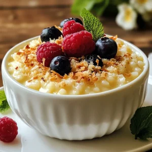 To create a rich and creamy vanilla bean rice pudding, gather these ingredients: - 1 cup Arborio rice - 4 cups whole milk - 1 cup coconut milk - 1/2 cup granulated sugar - 1/4 teaspoon salt - 1 vanilla bean (split lengthwise for seeds) - 1 teaspoon vanilla extract - 2 large egg yolks - 1/4 cup raisins (optional) - Fresh berries or toasted coconut for garnish You can swap some ingredients for different flavors or dietary needs. For milk, try almond or soy milk for a dairy-free option. You can use any short-grain rice if you cannot find Arborio. Instead of sugar, you might use honey or maple syrup. For a nut-free version, skip coconut milk and use just whole milk. If you prefer, leave out the raisins or use dried cranberries instead. These swaps will still give you a great taste. Garnishes add a nice touch to your rice pudding. Fresh berries like strawberries or blueberries add color and taste. Toasted coconut gives a crunchy and sweet layer. You can also sprinkle cinnamon or nutmeg on top for extra flavor. These garnishes make your dish look fancy and inviting! {{ingredient_image_1}} To make vanilla bean rice pudding, start by gathering your ingredients. You need Arborio rice, whole milk, coconut milk, sugar, salt, a vanilla bean, and egg yolks. The rice gives the pudding a nice creamy texture. 1. In a large saucepan, mix the Arborio rice, whole milk, coconut milk, granulated sugar, and salt together. Stir it well. 2. Next, split your vanilla bean lengthwise. Scrape out the seeds with a knife. Add both the seeds and the bean to the rice mixture. 3. Heat the mixture over medium heat. Stir it often until it reaches a gentle simmer. This should take about 5 minutes. 4. Once simmering, lower the heat. Cook for 25 to 30 minutes. Stir frequently until the rice is soft and creamy. 5. While the rice cooks, you can prepare the egg yolks. In a bowl, whisk the egg yolks until they are smooth. - Stir often to prevent sticking. This keeps your pudding creamy. - Use medium heat so the pudding cooks evenly. High heat can burn the milk. - If you like, add raisins for extra sweetness. They give a nice chewy texture. Tempering egg yolks keeps them from scrambling in the hot mixture. Here's how to do it: 1. Take a spoonful of the hot rice mixture. Slowly add it to your egg yolks while whisking constantly. 2. Repeat this step a few times. This warms up the yolks without cooking them. 3. Once mixed, pour the yolk mixture back into the saucepan. Stir continuously to combine it. 4. Cook for another 3 to 5 minutes to thicken the pudding. This process makes your rice pudding rich and smooth. Now, you are ready to enjoy your delicious vanilla bean rice pudding! To get the best texture for your rice pudding, use Arborio rice. This rice has a high starch content, which helps create a creamy base. Stir the mixture often while it cooks. This keeps the rice from sticking to the bottom. Cook it slowly over low heat to avoid burning. If the pudding is too thick, add a bit more milk. This will give it a smooth finish. To boost the flavor, try using fresh vanilla beans. They add a rich, warm taste that vanilla extract alone can’t match. You can also add a pinch of nutmeg or cinnamon for warmth. If you like a tropical twist, mix in some coconut flakes or use all coconut milk. Raisins add sweetness but skip them if you prefer a plain pudding. Fresh berries on top will brighten the dish and add a pop of flavor. One common mistake is cooking the pudding too fast. High heat can burn the rice and ruin the texture. Also, avoid skipping the tempering step for the egg yolks. This prevents them from scrambling when mixed into the hot pudding. Lastly, remember to discard the split vanilla bean before serving. Leaving it in can lead to bitter bites. Following these tips will help create a delightful rice pudding every time. Pro Tips Use Fresh Ingredients: Always opt for fresh vanilla beans for the best flavor. The aroma and taste will elevate your pudding to a whole new level! Perfect Consistency: Stir frequently while cooking to prevent the rice from sticking to the bottom of the pan and ensure a creamy texture. Chill for Best Flavor: Allow the rice pudding to cool and chill in the refrigerator for a few hours before serving. This enhances the flavors and gives it a delightful texture. Customizable Toppings: Feel free to get creative with your toppings! Try different fruits, nuts, or even a drizzle of honey for added sweetness. {{image_2}} You can make this dessert without dairy. Use almond milk or oat milk instead of whole milk. Coconut milk is already in the recipe, so you can keep that for creaminess. This option is great for those who are lactose intolerant or vegan. You still get a rich taste without dairy. Want to try something new? Add cocoa powder for chocolate rice pudding. Just mix in two tablespoons when you cook the rice. For a matcha twist, add one teaspoon of matcha powder. This gives a nice green color and earthy taste. You can also try spices like cinnamon or cardamom for warmth. Seasonal fruits can elevate your rice pudding. In summer, add fresh berries like strawberries or blueberries. In fall, stir in diced apples and a pinch of cinnamon. For winter, try dried fruits like apricots or figs. This way, you make your dish fresh and fun all year! To keep your vanilla bean rice pudding fresh, place it in a clean container. Make sure the lid is tight. If you let it cool first, it won't steam up. Store it in the fridge for up to three days. The pudding may thicken as it chills. When you’re ready to enjoy your rice pudding again, remove it from the fridge. Place it in a saucepan over low heat. Stir in a splash of milk to loosen it up. Heat slowly, stirring often, until warm. You can also use a microwave. Heat in short bursts, stirring in between. You can freeze rice pudding if you want to save some for later. Pour it into a freezer-safe container, leaving space at the top for expansion. It will last up to three months in the freezer. To reheat, let it thaw in the fridge overnight. Then, follow the reheating instructions to enjoy your delicious treat again. Yes, you can make vanilla bean rice pudding in advance. This dessert tastes even better the next day. Just let it cool and store it in the fridge. Keep it in an airtight container to keep it fresh. When you’re ready to serve, you can enjoy it cold or warm it up. If it gets too thick, add a little milk to loosen it. I recommend using Arborio rice for rice pudding. Arborio rice is a short-grain rice. It absorbs liquid well and gives the pudding a creamy texture. Other types of rice, like Jasmine or Basmati, do not work as well. They cook up too dry and lose that rich creaminess you want in a pudding. Rice pudding is done when the rice is tender and the mixture is creamy. You should stir it often while cooking. This helps it thicken nicely. If you taste the rice and it’s soft, it’s ready. You can also check the consistency. It should coat the back of a spoon but still be pourable. This blog post covered how to make rice pudding from start to finish. We explored the key ingredients, ways to switch them out, and optional garnishes. I shared step-by-step cooking instructions, useful tips for perfect texture, and common mistakes to avoid. You learned about fun variations and how to store your pudding properly. In short, now you have all the tools to create a fantastic rice pudding. Enjoy your cooking and celebrate your tasty results!