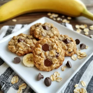To make Chocolate Chip Banana Oatmeal Cookies, you need a few simple items. Here’s what you will need: - 1 cup mashed ripe bananas (about 2-3 bananas) - 1/2 cup coconut oil, melted (or unsalted butter) - 1/2 cup brown sugar, packed - 1/4 cup granulated sugar - 1 large egg - 1 teaspoon vanilla extract - 1 cup rolled oats - 1 cup flour (all-purpose or whole wheat) - 1 teaspoon baking soda - 1/2 teaspoon salt - 1 cup semi-sweet chocolate chips - 1/2 cup chopped walnuts (optional) You can change some ingredients based on what you have. If you don’t have coconut oil, use unsalted butter. You can also use almond flour instead of regular flour for a nutty taste. If you want to cut sugar, try using maple syrup or honey. For a vegan option, replace the egg with flaxseed meal mixed with water. These cookies have some great health perks. Bananas are full of potassium, which helps your heart. They add natural sweetness and moisture. Oats are rich in fiber, which is good for digestion. They can help you feel full longer. Walnuts, if you use them, add healthy fats and protein. They also have omega-3s, which are good for your brain. Overall, these cookies are a tasty treat that also has some good nutrition. {{ingredient_image_1}} To start, gather all your ingredients. You will need: - 1 cup mashed ripe bananas (about 2-3 bananas) - 1/2 cup coconut oil, melted (or unsalted butter) - 1/2 cup brown sugar, packed - 1/4 cup granulated sugar - 1 large egg - 1 teaspoon vanilla extract - 1 cup rolled oats - 1 cup flour (all-purpose or whole wheat) - 1 teaspoon baking soda - 1/2 teaspoon salt - 1 cup semi-sweet chocolate chips - 1/2 cup chopped walnuts (optional) First, mash your bananas in a big bowl. Use a fork for this. Aim for a smooth texture. Next, add melted coconut oil, brown sugar, and granulated sugar. Mix until creamy. Then, beat in the egg and vanilla extract. Stir until everything blends well. In another bowl, combine the rolled oats, flour, baking soda, and salt. Mix these dry ingredients together. Slowly add this mix to the banana mix. Stir gently until just combined. Don't overmix; a few lumps are okay. Finally, fold in the chocolate chips and walnuts if you choose to use them. Now it's time to bake. Preheat your oven to 350°F (175°C). Line a baking sheet with parchment paper. This will help the cookies not stick. Spoon out the dough onto the sheet. Space them about 2 inches apart. This gives them room to spread. Bake for 10-12 minutes. Look for lightly golden edges. This means they are ready. Once done, take them out and let them cool on the baking sheet for 5 minutes. Then, move them to a wire rack to cool completely. For the best texture, aim for soft and chewy cookies. Use ripe bananas; they add moisture. Don’t overbake them. They will firm up as they cool. If you want a crisp edge, bake a little longer. If you like a doughier cookie, reduce the baking time by a minute. Remember, every oven is different. Keep an eye on your cookies. For extra chewiness, add a bit more brown sugar. Enjoy the process, and soon you will have delicious chocolate chip banana oatmeal cookies! Store your leftover cookies in an airtight container. They stay fresh for about five days. If you want them to last longer, you can refrigerate them. Just remember to let them sit at room temperature for a few minutes before eating. This helps bring back their soft texture. Freezing cookie dough is easy. Scoop your dough into balls and place them on a baking sheet. Freeze them for about an hour. Once they are solid, transfer the dough balls into a freezer-safe bag. Label the bag with the date and type of cookie. They last for up to three months. When ready to bake, just pop them in the oven straight from the freezer. You may need to add a minute or two to the baking time. You can make these cookies even more special. Here are some fun add-ins to try: - Chopped nuts: Walnuts add crunch and flavor. - Dried fruits: Raisins or cranberries give a sweet twist. - Spices: A pinch of cinnamon or nutmeg can warm up the flavor. - Nut butter: A scoop of peanut or almond butter can add richness. Experiment with these ideas to find your favorite mix! Pro Tips Use Ripe Bananas: The riper the bananas, the sweeter and more flavorful your cookies will be. Look for bananas with plenty of brown spots for the best results. Chill the Dough: For thicker cookies, chill the dough for about 30 minutes before baking. This helps prevent them from spreading too much in the oven. Experiment with Mix-Ins: Feel free to customize your cookies by adding different nuts, dried fruits, or even a sprinkle of cinnamon for extra flavor. Storage Tips: Store cookies in an airtight container at room temperature for up to a week or freeze them for longer shelf life. Just make sure to separate layers with parchment paper. {{image_2}} You can make these cookies even better by adding fun mix-ins. Try adding chopped nuts like walnuts or pecans. They add a nice crunch and flavor. Dried fruits like raisins or cranberries work well too. These fruits add sweetness and chewiness. You can also use peanut butter chips or white chocolate chips for a twist. Get creative and add what you like! If you want gluten-free cookies, it's easy to switch the flour. Use gluten-free flour instead of regular flour. Make sure your oats are certified gluten-free too. This way, you keep the great taste without the gluten. The cookies will still be soft and chewy, just like the classic recipe. You can make these cookies vegan with a few simple swaps. First, replace the egg with a flax egg. Mix one tablespoon of ground flaxseed with three tablespoons of water. Let it sit for a few minutes to thicken. Use coconut oil, as it is vegan friendly. Be sure to choose vegan chocolate chips, too. These changes let everyone enjoy this tasty treat! To keep your Chocolate Chip Banana Oatmeal Cookies fresh, store them in an airtight container. This helps keep moisture in and air out. You can place parchment paper between layers to prevent sticking. Keep the container at room temperature for the best taste. If you live in a warm area, consider the fridge to avoid melting chocolate chips. When stored properly, these cookies can last up to one week at room temperature. If you refrigerate them, they can last about two weeks. The flavor and texture may change over time, but they will still be tasty. For long-term storage, freeze the cookies. They can last for about three months in the freezer. If your cookies become stale, don't worry! You can easily bring them back to life. Preheat your oven to 300°F (150°C). Place the cookies on a baking sheet and warm them for about 5 minutes. This softens them and revives their yummy taste. Another option is to put a slice of bread in the container with the cookies. The bread will absorb moisture and help the cookies stay soft. Yes, you can use frozen bananas. Just make sure to thaw them first. Once thawed, they become mushy. This texture works well in the cookies. If you have frozen ripe bananas, they are perfect for this recipe. To make these cookies softer, try adding more mashed bananas. You can also reduce the baking time slightly. Bake them until just golden on the edges. This keeps them chewy and moist inside. You can use unsalted butter instead of coconut oil. Melt the butter and mix it in the same way. Other options include vegetable oil or even applesauce for a lighter touch. Each will change the flavor a bit, so choose what you like best. To stop the cookies from spreading, chill the dough for about 30 minutes before baking. This firms up the fat and helps keep the cookies thick. Also, make sure not to overmix the dough when adding the dry ingredients. This blog post walked you through creating delicious cookies. You learned about key ingredients and their health benefits. We covered how to prepare the dough, bake it just right, and achieve that perfect cookie texture. Don't forget the tips on storage and freezing. You also discovered fun variations, like gluten-free and vegan options. Use these ideas to make your cookies unique and tasty. Enjoy your baking journey, and remember that practice leads to perfect cookies!