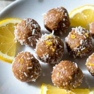 To make your Lemon Coconut Energy Bites, gather these simple ingredients: - 1 cup rolled oats - 1/2 cup almond butter - 1/4 cup honey or maple syrup - Zest of 1 lemon - 2 tablespoons fresh lemon juice - 1/2 cup shredded unsweetened coconut - 1/4 cup chia seeds - 1/4 teaspoon salt - 1/2 teaspoon vanilla extract - Extra shredded coconut for coating These ingredients work together to give you a tasty treat packed with energy. You can customize these bites to fit your taste. Here are some ideas: - Use peanut butter instead of almond butter for a different flavor. - Add mini chocolate chips for a sweet twist. - Mix in dried fruits like cranberries or apricots for chewiness. - Swap lemon zest with orange zest for a citrus change. Feel free to mix and match to create your perfect energy bite! Each energy bite packs a punch. Here’s what you get per serving (based on 12-15 bites): - Calories: 120 - Protein: 3g - Carbohydrates: 15g - Fat: 6g - Fiber: 3g - Sugar: 5g These bites are not just tasty; they also provide good nutrition to fuel your day. {{ingredient_image_1}} First, gather all your ingredients. You need rolled oats, almond butter, honey or maple syrup, lemon zest, fresh lemon juice, shredded coconut, chia seeds, salt, and vanilla extract. Make sure to measure everything out. It helps keep the process smooth. In a large mixing bowl, add the rolled oats, almond butter, honey or maple syrup, lemon zest, and lemon juice. Stir these ingredients together until they blend well. Next, add the shredded coconut, chia seeds, salt, and vanilla extract. Mix thoroughly until you get a sticky dough. Now, it's time to form the energy bites. Use your hands to scoop about 1 tablespoon of the mixture. Roll it into a ball. Keep going until you shape all the mixture into energy bites. Once you form the energy bites, roll each one in extra shredded coconut for a tasty coating. Place them on a baking sheet lined with parchment paper. Refrigerate the bites for at least 30 minutes. This helps them set up nicely. To serve, arrange the energy bites in a small bowl or on a decorative plate. You can add a few lemon slices or zest for a fresh look. Enjoy these bites as a quick snack or a healthy dessert! To make the best lemon coconut energy bites, start with fresh ingredients. Use rolled oats, not instant oats, for the right texture. When mixing, ensure you blend the almond butter and sweetener well. A sticky dough forms when all ingredients are combined. If it feels too dry, add a tiny bit of lemon juice. If too wet, add a bit more oats. Roll the mixture into balls quickly, as it firms up fast. Coat each ball in extra coconut for a nice crunch. If you have allergies or specific diets, you can swap out some ingredients. For nut allergies, try sunflower seed butter instead of almond butter. If you prefer to avoid honey, maple syrup works well as a sweetener. For gluten-free needs, make sure your oats are certified gluten-free. You can also skip the chia seeds if you don’t have them. Just keep the oats, coconut, and nut butter for a good base. To boost flavor, consider adding a pinch of cinnamon or some chopped nuts. You can also mix in chocolate chips for a sweet twist. If you want a tropical flair, add dried pineapple or mango pieces. For extra zing, try adding more lemon juice or zest. These small changes can make your energy bites even more exciting. Experiment with flavors you love to make these snacks your own. Pro Tips Use Fresh Ingredients: Fresh lemon juice and zest will provide the best flavor and aroma, elevating the taste of your energy bites. Adjust Sweetness: Depending on your preference, you can increase or decrease the amount of honey or maple syrup to suit your taste. Chill for Better Texture: Allowing the energy bites to chill in the refrigerator helps them firm up, making them easier to handle and eat. Add Variety: Feel free to mix in other ingredients like nuts, dried fruits, or seeds to customize the energy bites to your liking. {{image_2}} You can easily make these energy bites vegan. Instead of honey, use maple syrup. Maple syrup adds sweetness and keeps the texture right. It helps bind the oats and nuts just like honey does. Use the same amount, 1/4 cup, for the best results. This small change makes a big difference, keeping it plant-based. If you want gluten-free energy bites, use certified gluten-free oats. Regular oats can have gluten from cross-contamination. Also, check that your almond butter is gluten-free. Most brands are, but it's always good to confirm. You can also swap in sunflower seed butter. This keeps the bites nut-free and safe for schools. Get creative with flavors! Add chocolate chips for a rich taste. Dark chocolate pairs well with lemon. You can mix in nuts like walnuts or pecans for crunch. Just chop them and add about 1/4 cup to the mix. You can also try different spices, like cinnamon or ginger, for a warm twist. The options are endless, so have fun experimenting! To keep your Lemon Coconut Energy Bites fresh, store them in an airtight container. Use a glass or plastic container with a tight lid. This helps prevent air and moisture from getting in. Place a piece of parchment paper between layers if you stack them. This keeps them from sticking together. If you want to save some for later, freezing is a great option. Place your energy bites on a baking sheet. Make sure they are not touching each other. Freeze them for about two hours. Once they are firm, transfer them to a freezer-safe bag. This method helps keep them from sticking together. You can enjoy them straight from the freezer or let them thaw for a few minutes. In the fridge, these energy bites last about one week. The flavors blend and become even more tasty over time. Just make sure to keep them sealed in an airtight container. If you notice any changes in smell or texture, it’s best to toss them out. Yes, you can make these energy bites ahead of time. They store well in the fridge for up to one week. Just make sure to keep them in an airtight container. This way, you have a quick snack ready whenever you need energy during the day. If you can’t use almond butter, try peanut butter or sunflower seed butter. Both options work well and add great flavor. Just keep in mind that the taste will change slightly, but they will still be delicious. Yes, lemon coconut energy bites are healthy. They have whole ingredients like oats, chia seeds, and coconut. These provide fiber, protein, and healthy fats. The lemon adds a fresh taste and vitamin C. Enjoy them as a tasty snack to fuel your day! You’ve learned how to make delicious energy bites using simple ingredients. The step-by-step guide helps ensure perfect results every time. Tips and tricks give ideas for customization so you can cater to your taste. Variations let you mix flavors and adapt to dietary needs easily. Remember to store them properly for freshness. By trying these energy bites, you can enjoy nutrition and great taste. Enjoy making these snacks!