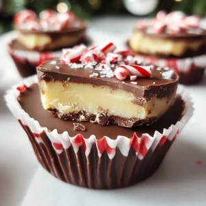 To make Peppermint Chocolate Bark Cups, you need simple, tasty ingredients. Here is what you will need: - 1 cup semi-sweet chocolate chips - 1 cup white chocolate chips - 1 teaspoon peppermint extract - 1/2 cup crushed candy canes (plus extra for topping) - 1/2 cup finely crushed graham crackers (for base) - 1 tablespoon coconut oil (for easier melting) - Sea salt flakes (optional, for garnish) These ingredients come together to create a sweet, minty treat. The semi-sweet chocolate gives a rich base. The white chocolate adds creaminess. Peppermint extract brings a fresh flavor. Crushed candy canes add crunch and color. The graham crackers form a nice base. Coconut oil helps the chocolate melt smoothly. You can use sea salt for a touch of contrast. Each ingredient plays a special role in making these cups festive and fun. {{ingredient_image_1}} Line a standard muffin tin with paper liners or silicone cups. This helps with easy removal later. Make sure to press the liners down well. This ensures your cups hold their shape. Take a microwave-safe bowl and add 1 cup of semi-sweet chocolate chips. Mix in ½ tablespoon of coconut oil. Microwave this mix in 30-second intervals. Stir after each interval until smooth. The chocolate should be shiny and easy to pour. Spoon a small amount of melted chocolate into each liner. Use the back of a spoon to spread it evenly across the bottom. You want just enough to cover it. Place the muffin tin in the freezer for about 10 minutes. This helps it set well. In another microwave-safe bowl, add 1 cup of white chocolate chips with the remaining ½ tablespoon of coconut oil. Use the same 30-second microwave method. Stir until the chocolate is fully melted and smooth. This will keep your white chocolate creamy. Once melted, stir in 1 teaspoon of peppermint extract. Add half of the crushed candy canes into the mix. Stir until everything is evenly mixed. This adds a festive touch to your cups. After the base is set, pour the white chocolate mix over the semi-sweet layer. Fill each cup about ¾ full. Then, sprinkle the remaining crushed candy canes on top. Press them in gently to stick. Optionally, sprinkle some sea salt for a nice contrast. Return the muffin tin to the freezer. Let the cups set for at least 30 minutes. They should feel firm to the touch when done. Then they are ready to serve! To get smooth melted chocolate, use the microwave. Start with a bowl of chocolate chips and a bit of coconut oil. Heat it for 30 seconds, then stir. Repeat until it melts. This method helps avoid burning. If you prefer, you can melt chocolate using a double boiler. Just set a bowl over simmering water. Stir it gently until melted. You can change the taste of these bark cups. Try using almond or vanilla extract instead of peppermint. This adds a unique twist. You can also adjust the sweetness by using more or less chocolate. If you want it sweeter, add more white chocolate. For a less sweet flavor, use dark chocolate. For your holiday parties, serve these cups on a festive platter. You can stack them in a pyramid for an eye-catching display. Use colorful liners to match your theme. To make them extra special, drizzle melted chocolate on top. A sprinkle of extra crushed candy canes adds a nice touch. Pro Tips Use Quality Chocolate: Choose high-quality chocolate chips for the best flavor and texture in your bark cups. Chill Between Layers: Ensure each layer is fully set in the freezer before adding the next to maintain distinct layers. Customize Flavors: Experiment with different extracts like almond or vanilla for a unique twist on the classic peppermint flavor. Presentation Matters: Consider using festive liners or adding decorative sprinkles for a more visually appealing treat. {{image_2}} You can play with the chocolate in your cups. Dark chocolate gives a rich taste. It pairs well with peppermint for a bold flavor. Try using a 70% cocoa dark chocolate. This adds depth to your bark cups. If you prefer a sweeter treat, use milk chocolate. Milk chocolate melts well and is creamy. It balances the minty taste nicely. You can mix it with white chocolate for a fun twist. Adding nuts or dried fruits can make your cups special. Chopped almonds or walnuts can add crunch. You might also try dried cranberries or apricots for a fruity touch. If you want more candy, consider mini marshmallows or M&Ms. They add color and fun to the top. You can also swap crushed candy canes for crushed Oreos for a different flavor. You can make bark cups that fit different diets. For gluten-free options, use gluten-free graham crackers. They work just as well for the base. If you want a vegan version, choose dairy-free chocolate. There are many brands that offer great taste. You can also skip the graham crackers and use crushed nuts instead. This keeps the cups tasty and satisfying while meeting dietary needs. To keep your peppermint chocolate bark cups fresh, store them in an airtight container. Choose a container that fits snugly to prevent air from getting in. This helps keep the chocolate from getting dry or losing its flavor. Keep the container in a cool, dry place away from sunlight. Avoid areas that get too warm, as this can cause the chocolate to melt or lose shape. These peppermint chocolate bark cups stay fresh for about one to two weeks when stored properly. If you notice any white spots on the chocolate, this is called bloom. It happens when the fat or sugar separates. While it looks unappealing, the bark is still safe to eat. If you notice off smells or strange textures, it’s best to toss them. To freeze your bark cups, place them in a single layer in an airtight container. You can also use freezer-safe bags. Be sure to separate layers with parchment paper to avoid sticking. They can last up to three months in the freezer. When you’re ready to enjoy them, remove the cups from the freezer. Let them thaw in the fridge for about an hour. You can also leave them out at room temperature for a quicker thaw. Avoid using a microwave, as this can change the texture. Enjoy your festive treats! The best way to melt chocolate is in the microwave. Use a microwave-safe bowl. Combine chocolate chips with coconut oil. Microwave for 30 seconds. Stir and repeat until smooth. This method keeps the chocolate from burning. Stirring helps it melt evenly. Yes, you can make these bark cups ahead of time. They store well in the fridge. Just keep them in an airtight container. You can make them a few days in advance. This makes them great for parties or gifts. Peppermint chocolate bark cups last about one week. Store them in the fridge to keep them fresh. Check for any off smells or changes in texture. If they look good, they are still good to eat! Absolutely! You can use any candy you love. Try crushed nuts or dried fruit. You can also use different types of candy canes. Get creative and mix flavors that you enjoy. Just keep the toppings balanced for a tasty treat. For gluten-free options, use gluten-free graham crackers. You can also find dairy-free chocolate. Check labels to ensure they meet your needs. If you want a vegan recipe, use plant-based chocolate and coconut oil. There are many ways to enjoy these treats! You can create delicious peppermint chocolate bark cups with simple steps. Start with quality ingredients like chocolate and peppermint. Follow instructions carefully for melting and mixing. Remember to keep things fun by trying new flavors or toppings. Store your treats well to enjoy them later. By using my tips, you can impress at any gathering. Enjoy your tasty creations!